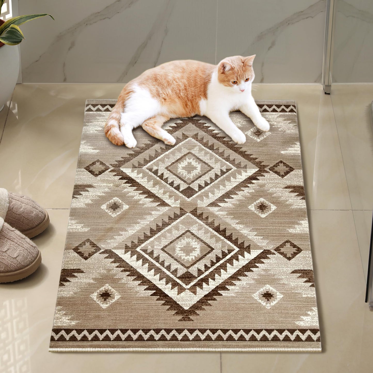 YHSF South West Native American Rug Ritz – Native Tribal American Indian Inspired Rug - Living Room, Bedroom, Hallway, Entryway & High-Traffic Area Rugs - Washable - Soft - Espresso, 8 Feet x 10 Feet