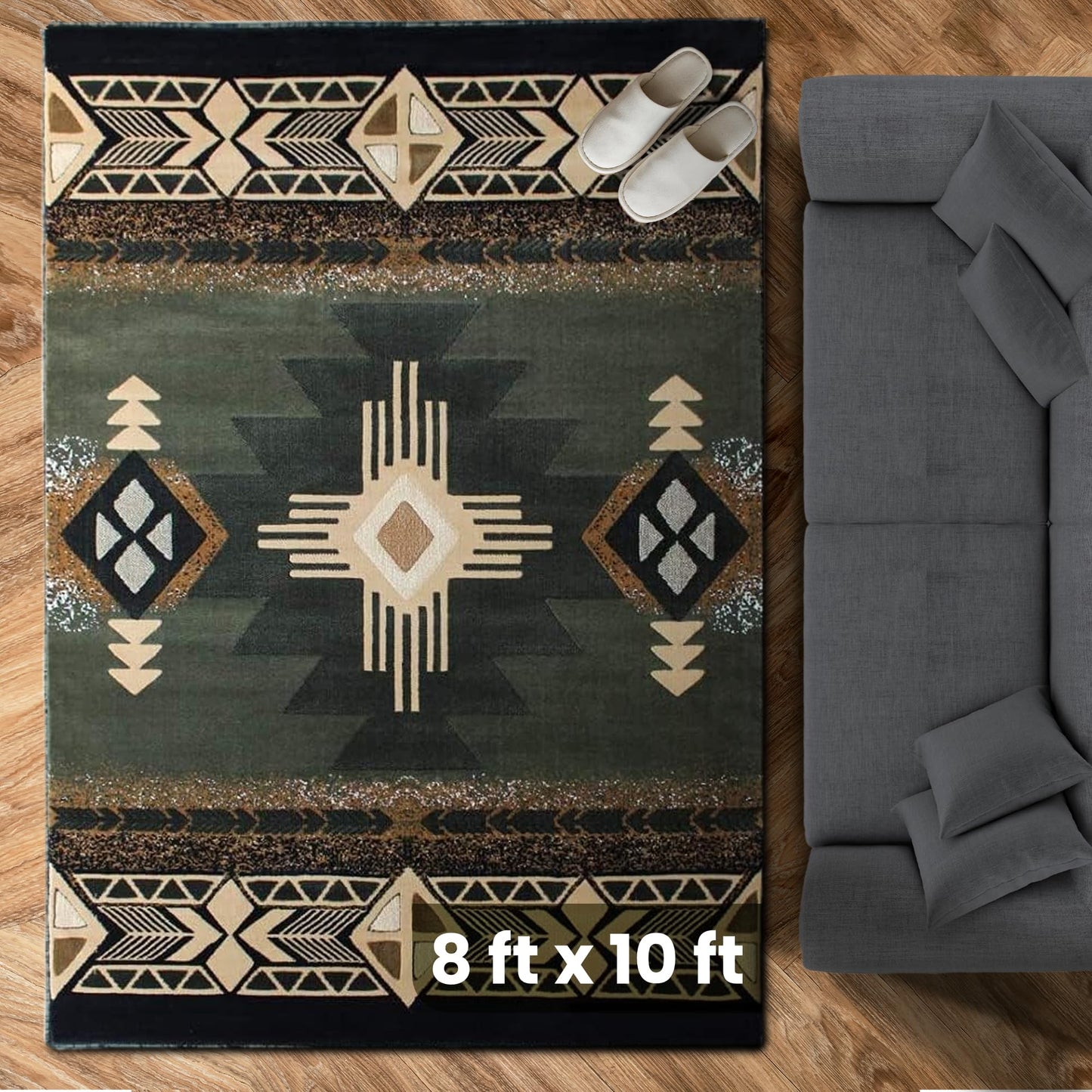 YHSF South West Native American Area Rug C318 - Easy Clean, Thick, Soft, Durable Native Tribal American Indian Inspired Rug for Bedroom/Living Room and More - Berber, 5 Feet x 7 Feet