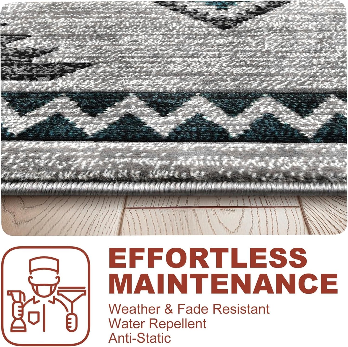 YHSF South West Native American Rug Ritz – Native Tribal American Indian Inspired Rug - Living Room, Bedroom, Hallway, Entryway & High-Traffic Area Rugs - Washable - Soft - Espresso, 8 Feet x 10 Feet