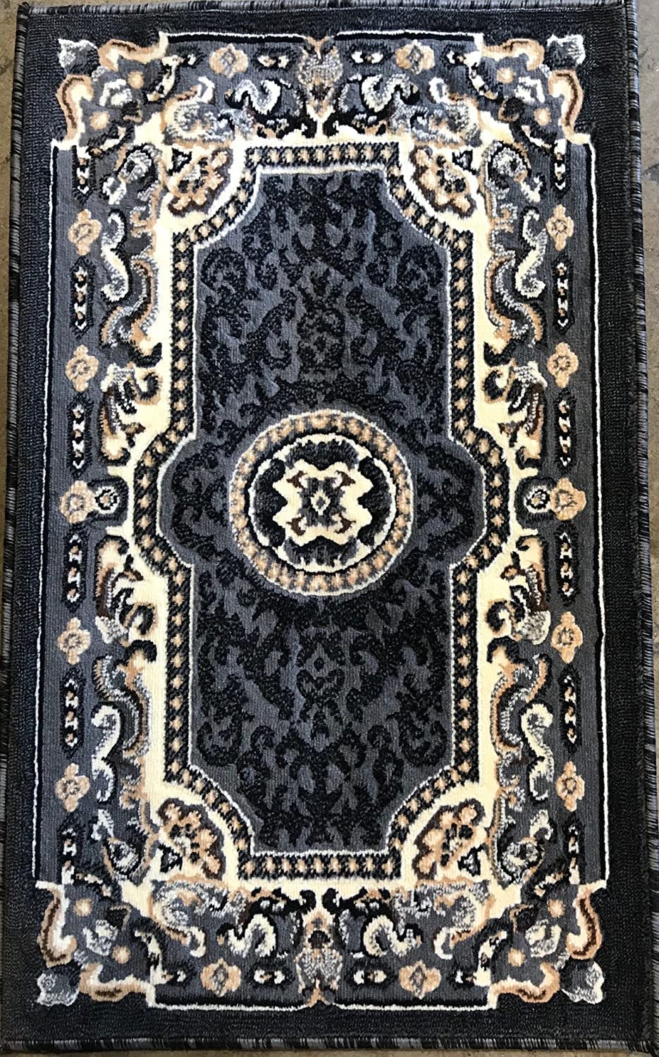 YHSF Traditional Floral Area Rug - Non-Slip Washable Carpet for Kitchen, Dining Room, or Entryway - Easy Clean Colorful Flower Rug - Grey, 5 ft 2 in x 7 ft