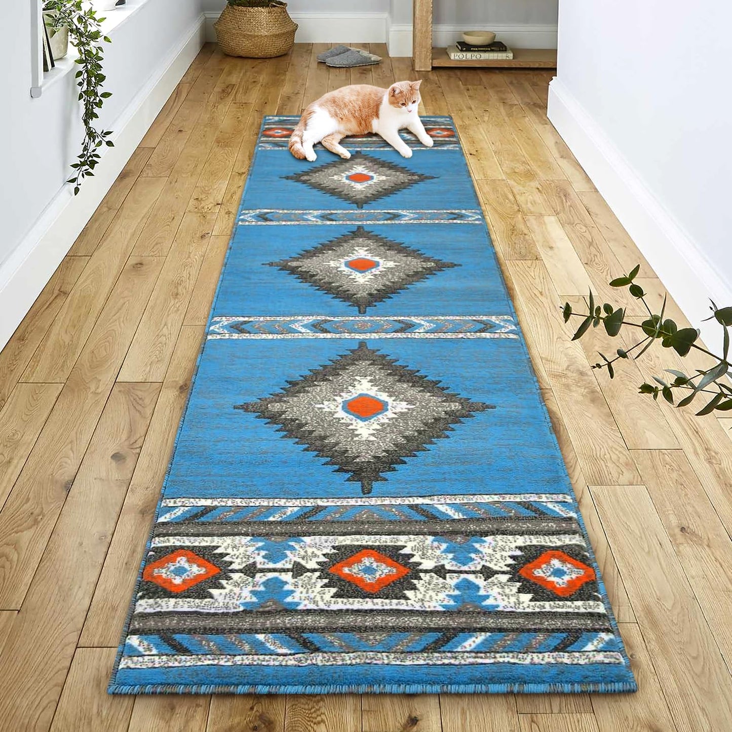 YHSF South West Native American Area Rug - Easy Clean, Thick, Soft, Durable Native Tribal American Indian Inspired Rug for Bedroom/Living Room/Hallways and More - Rust, 5 Feet x 7 Feet
