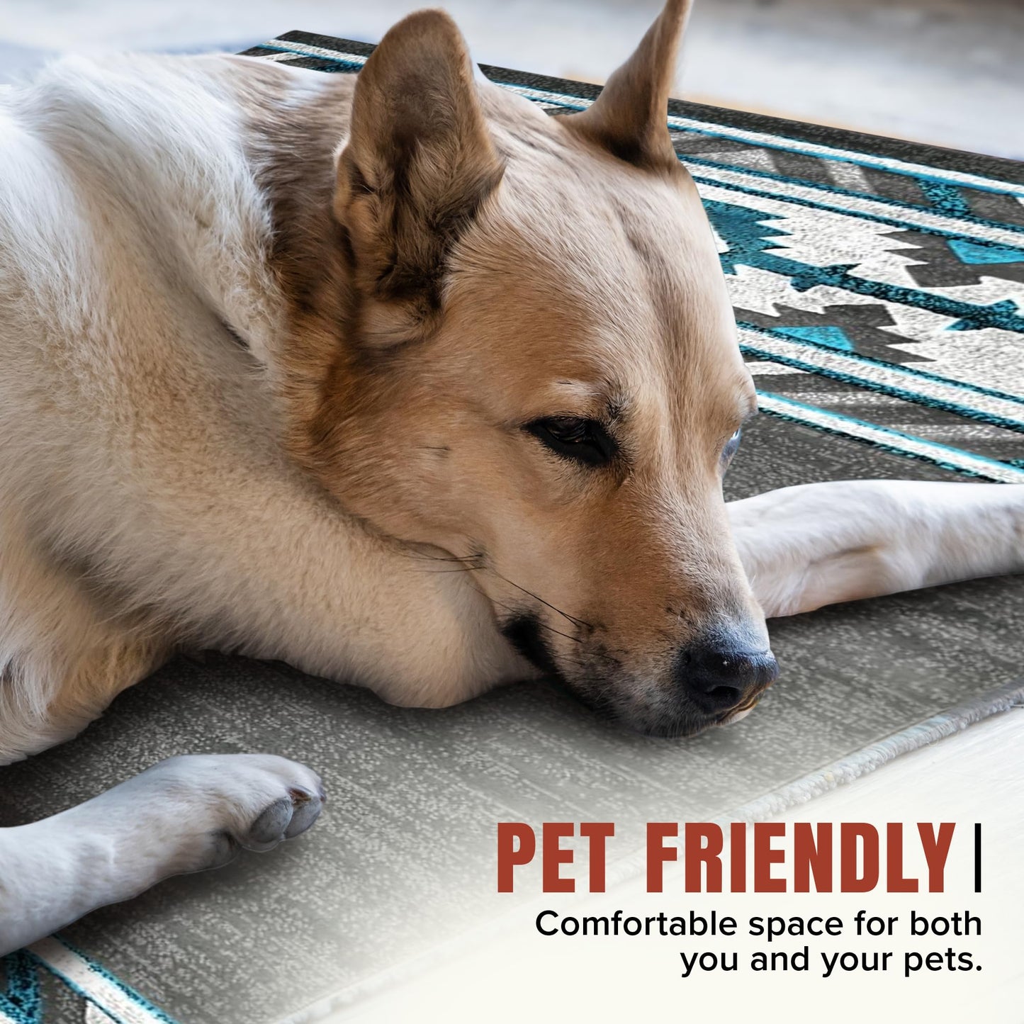 YHSF South West Native American Area Rug - Easy Clean, Thick, Soft, Durable Native Tribal American Indian Inspired Rug for Bedroom/Living Room/Hallways and More - Rust, 5 Feet x 7 Feet