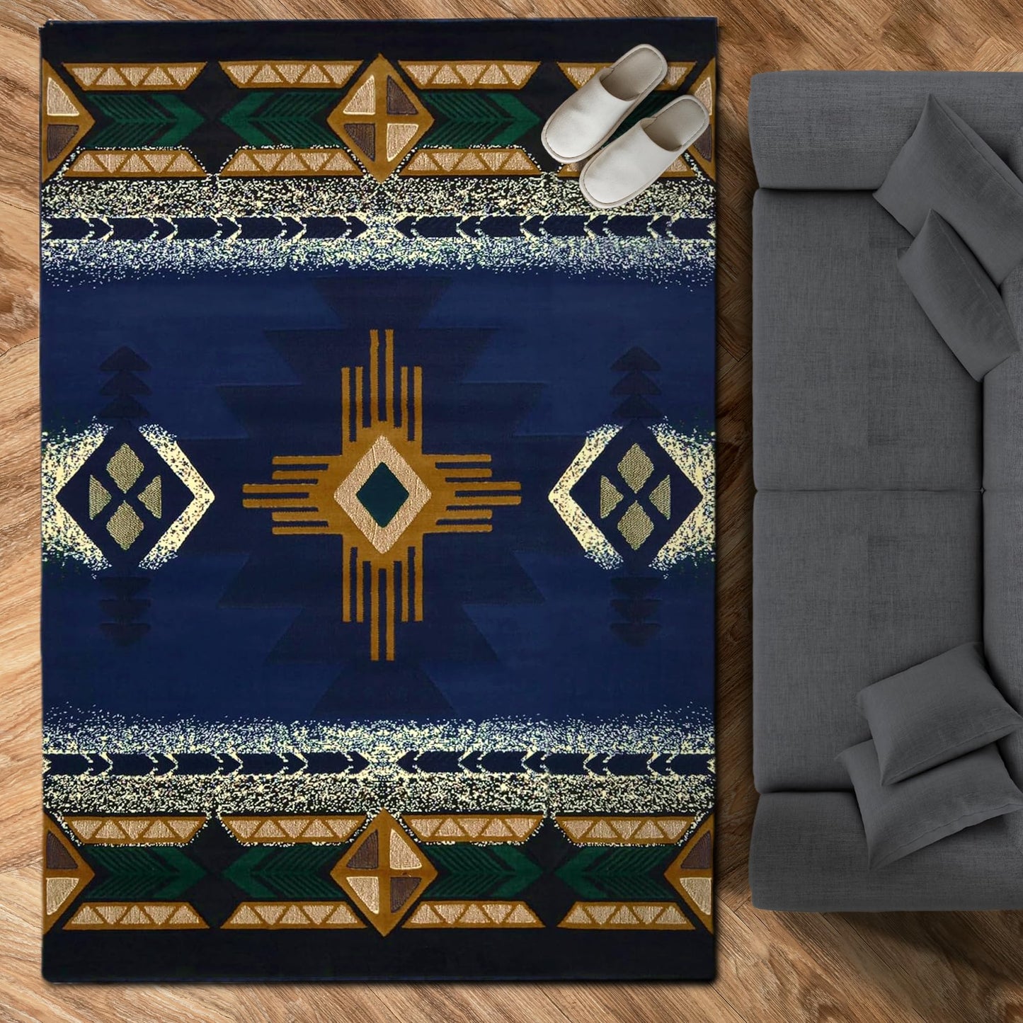 YHSF South West Native American Area Rug C318 - Easy Clean, Thick, Soft, Durable Native Tribal American Indian Inspired Rug for Bedroom/Living Room and More - Berber, 5 Feet x 7 Feet