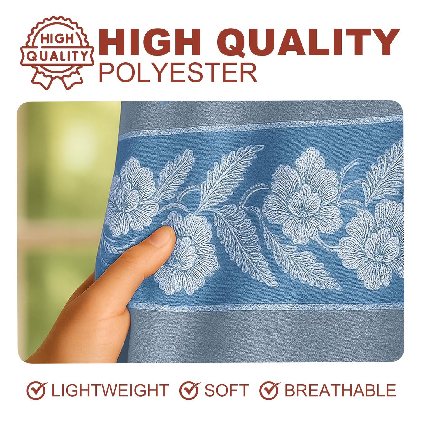 YHSF Jacquard Window Curtains for Living Room and Bedrooms - 54" W x 84" L 2-Panel Set Fancy Curtains with Valance Attached & 2 Tassle Tie Backs - Fancy Living Room Curtain with Valance - Turquoise