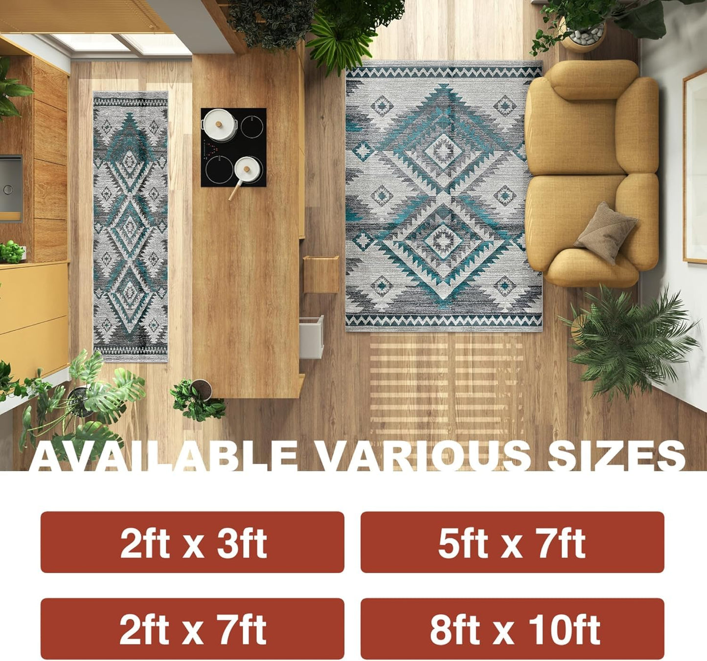 YHSF South West Native American Rug Ritz – Native Tribal American Indian Inspired Rug - Living Room, Bedroom, Hallway, Entryway & High-Traffic Area Rugs - Washable - Soft - Espresso, 8 Feet x 10 Feet