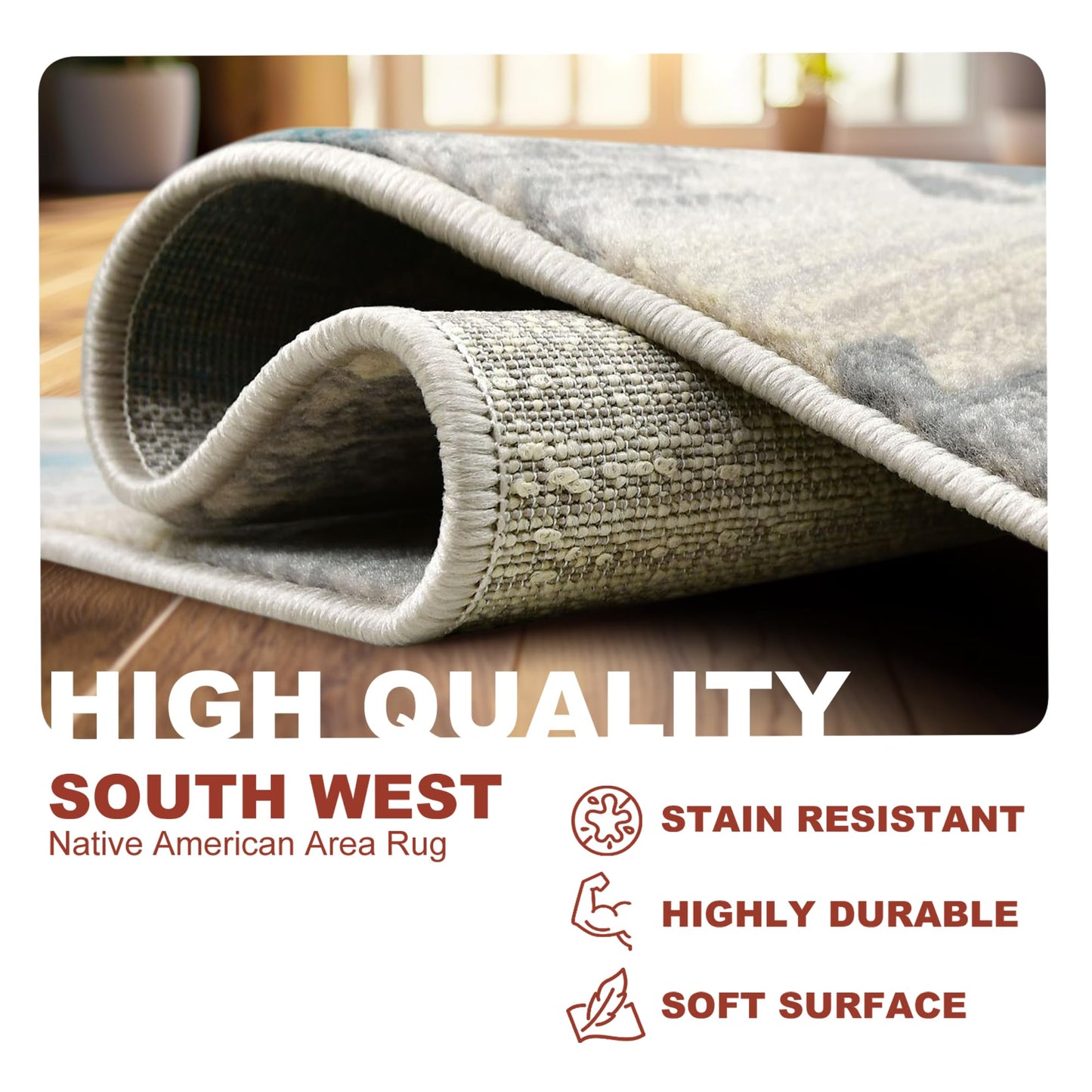 YHSF South West Native American Rug Ritz – Native Tribal American Indian Inspired Rug - Living Room, Bedroom, Hallway, Entryway & High-Traffic Area Rugs - Washable - Soft - Espresso, 8 Feet x 10 Feet