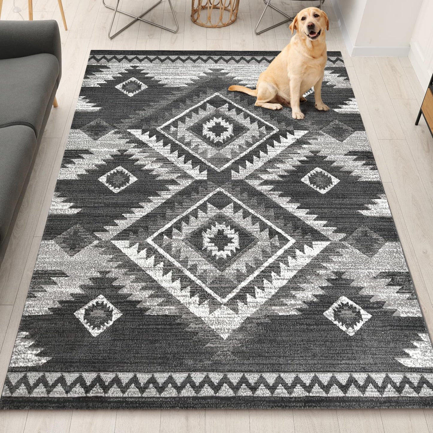 YHSF South West Native American Rug Ritz – Native Tribal American Indian Inspired Rug - Living Room, Bedroom, Hallway, Entryway & High-Traffic Area Rugs - Washable - Soft - Espresso, 8 Feet x 10 Feet