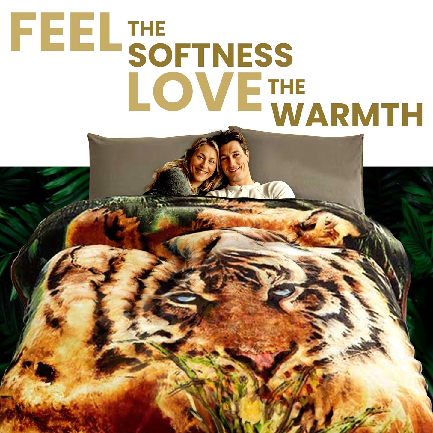 YHSF Korean Mink Blanket - 2 Ply Thick & Soft Reversible Printed Plush Throw - Warm Cozy & Comfy Korean Faux Mink Blanket - Ideal Gift, Easy Care, Fade-Proof, Peony, King Size, 6 LB, 83 in x 91 in