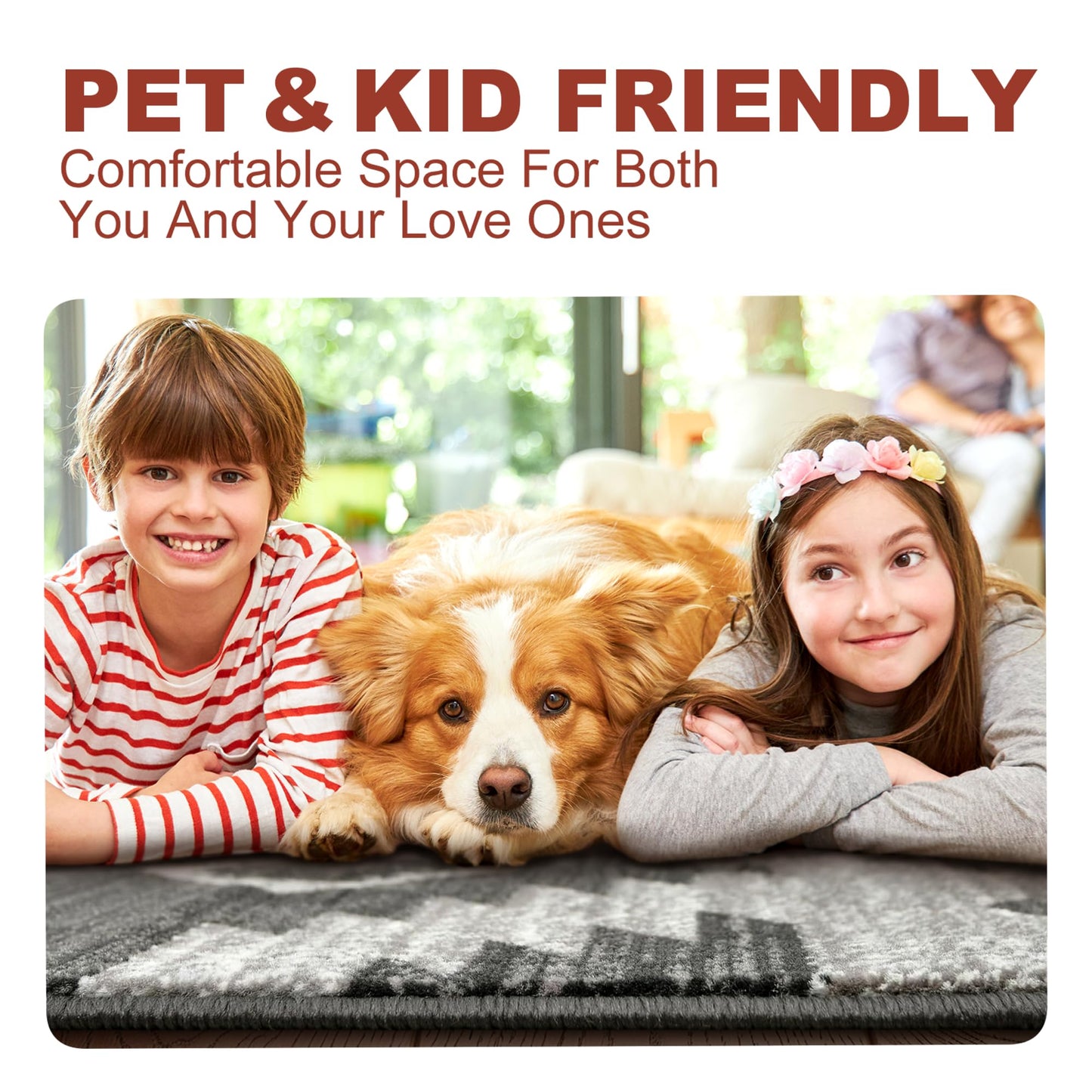 YHSF South West Native American Rug Ritz – Native Tribal American Indian Inspired Rug - Living Room, Bedroom, Hallway, Entryway & High-Traffic Area Rugs - Washable - Soft - Espresso, 8 Feet x 10 Feet