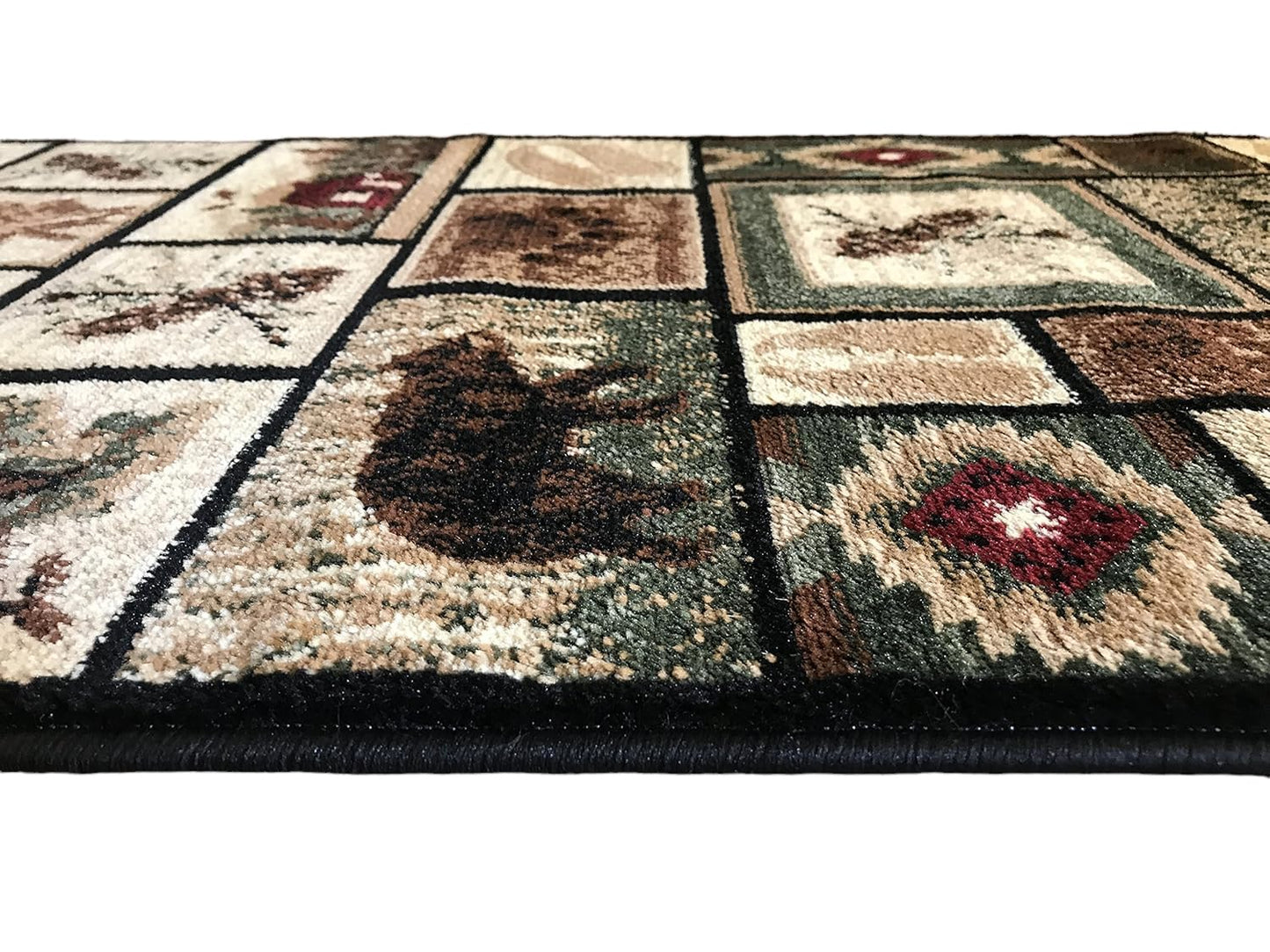 YHSF Cabin Style Area Rug Bear Elk Deer Moose Country Nature Wilderness Lodge Design