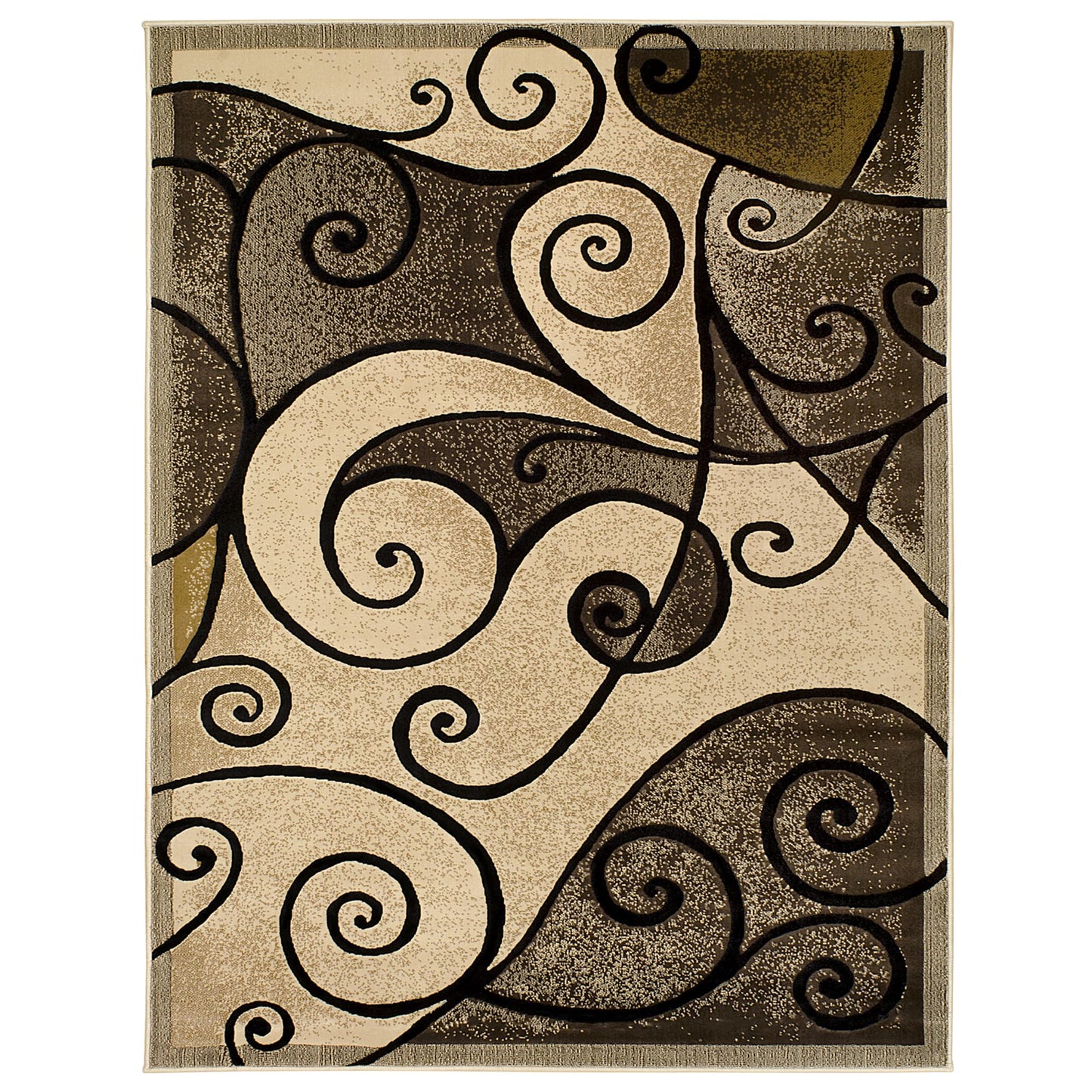 YHSF Modern Contemporary Area Rugs for Living Room, Bedroom, Office, Dining Room, Entryway – Washable, Easy to Clean, Soft Swirl Design, Modern Area Rug – 5x7 Feet, Berber