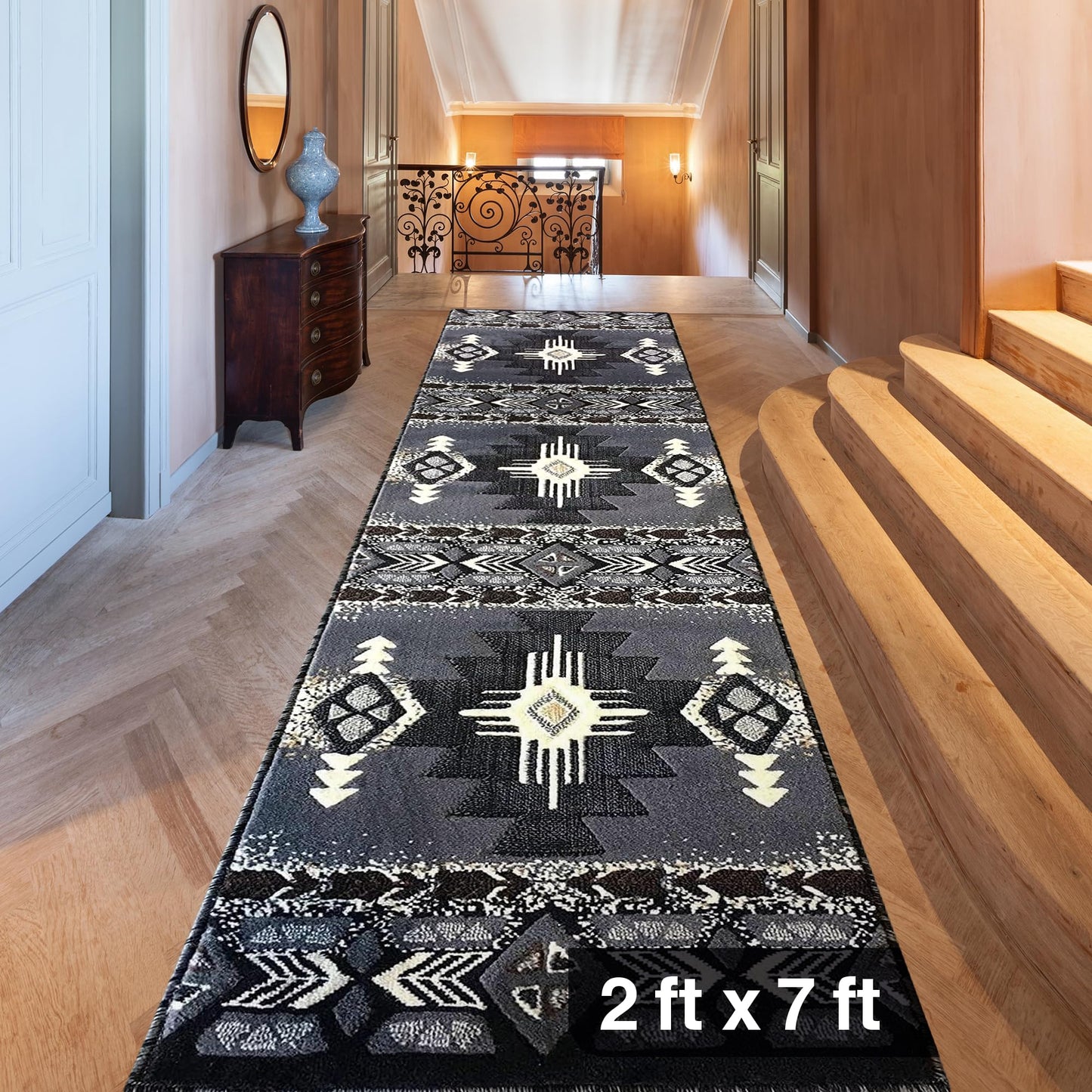 YHSF South West Native American Area Rug C318 - Easy Clean, Thick, Soft, Durable Native Tribal American Indian Inspired Rug for Bedroom/Living Room and More - Berber, 5 Feet x 7 Feet