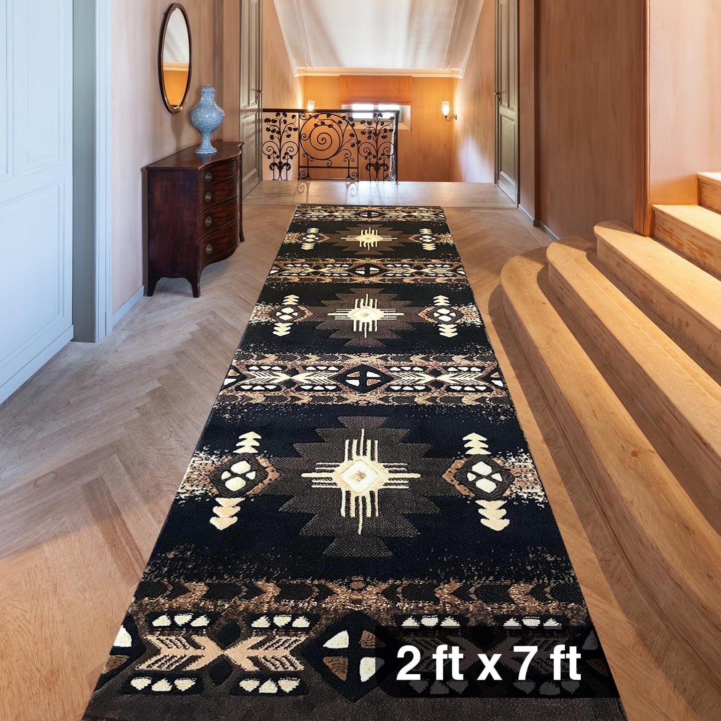 YHSF South West Native American Area Rug C318 - Easy Clean, Thick, Soft, Durable Native Tribal American Indian Inspired Rug for Bedroom/Living Room and More - Berber, 5 Feet x 7 Feet