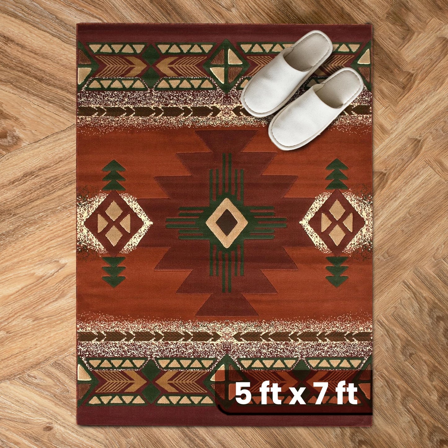 YHSF South West Native American Area Rug C318 - Easy Clean, Thick, Soft, Durable Native Tribal American Indian Inspired Rug for Bedroom/Living Room and More - Berber, 5 Feet x 7 Feet