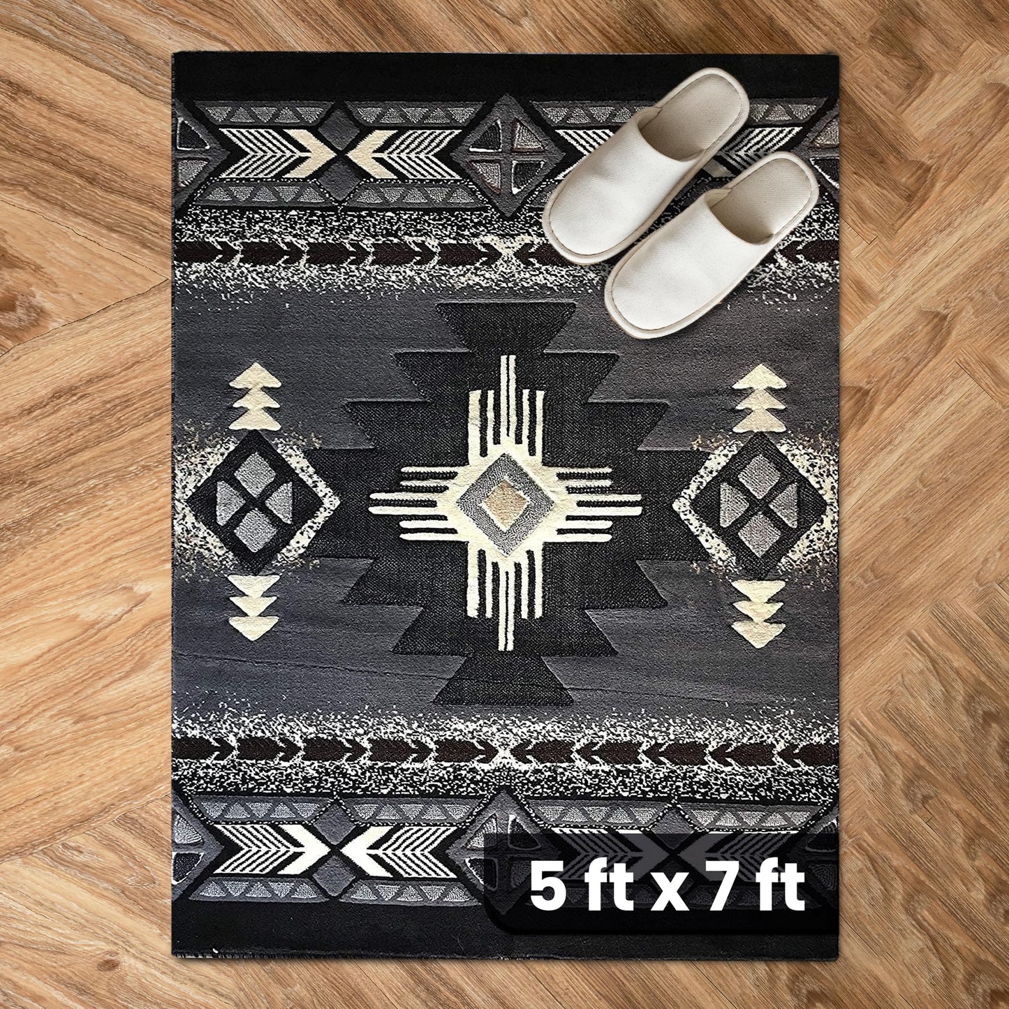 YHSF South West Native American Area Rug C318 - Easy Clean, Thick, Soft, Durable Native Tribal American Indian Inspired Rug for Bedroom/Living Room and More - Berber, 5 Feet x 7 Feet