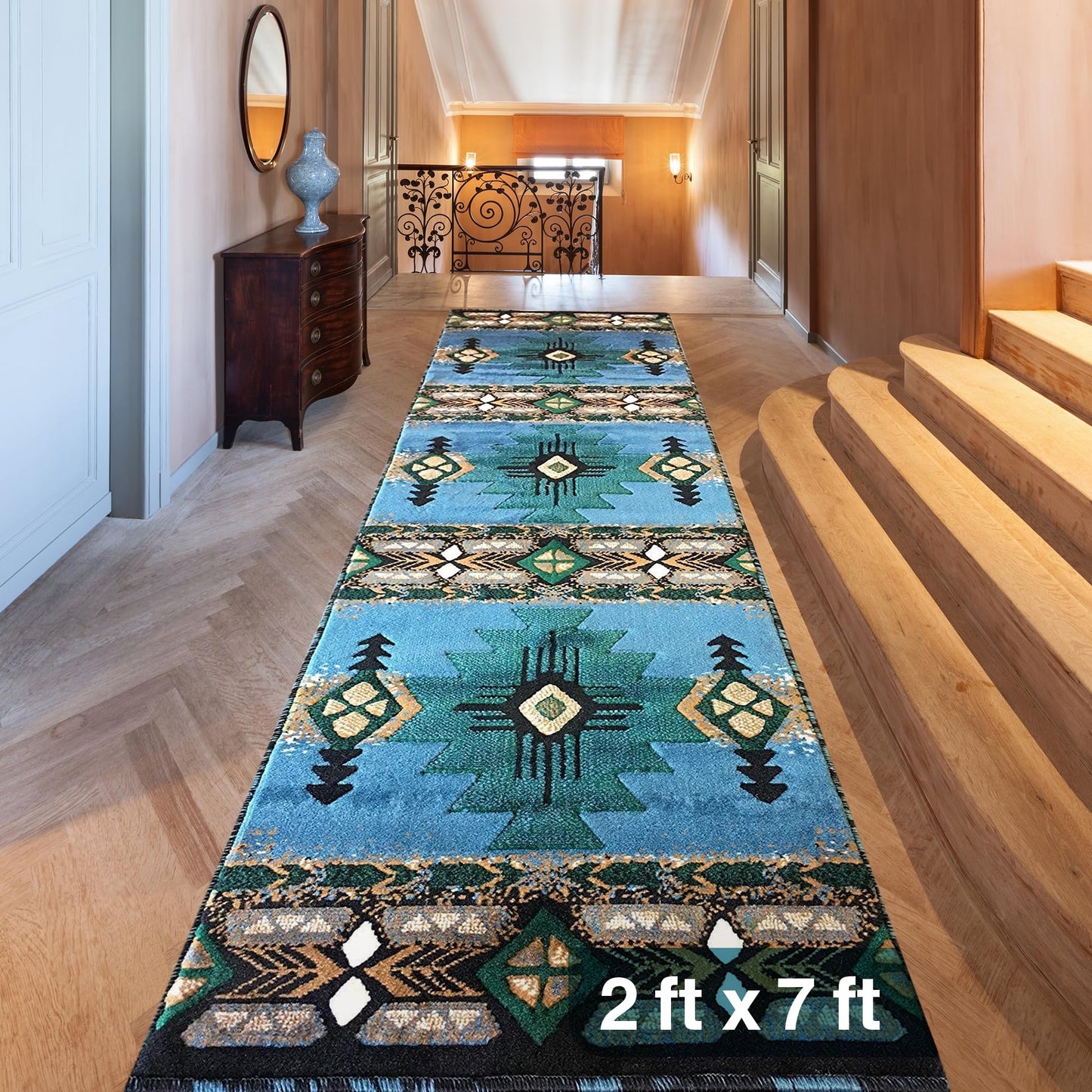 YHSF South West Native American Area Rug C318 - Easy Clean, Thick, Soft, Durable Native Tribal American Indian Inspired Rug for Bedroom/Living Room and More - Berber, 5 Feet x 7 Feet