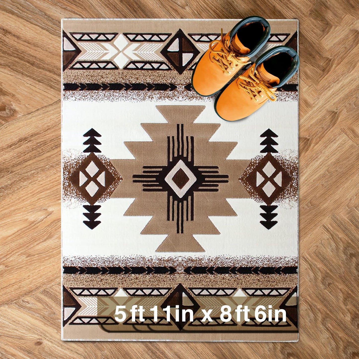 YHSF South West Native American Area Rug C318 - Easy Clean, Thick, Soft, Durable Native Tribal American Indian Inspired Rug for Bedroom/Living Room and More - Berber, 5 Feet x 7 Feet