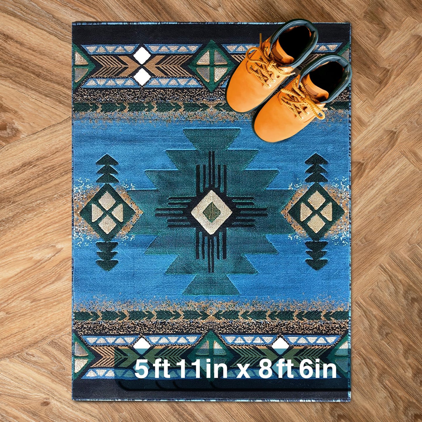 YHSF South West Native American Area Rug C318 - Easy Clean, Thick, Soft, Durable Native Tribal American Indian Inspired Rug for Bedroom/Living Room and More - Berber, 5 Feet x 7 Feet