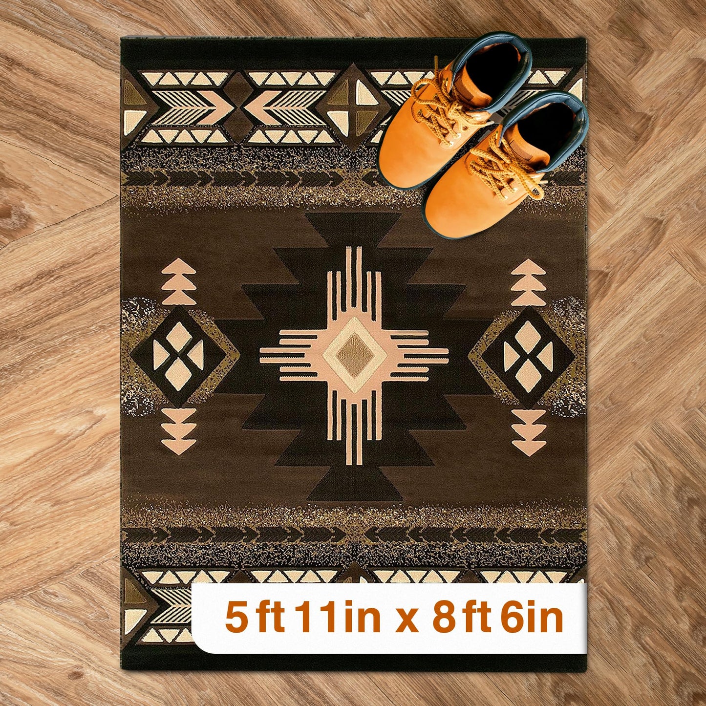 YHSF South West Native American Area Rug C318 - Easy Clean, Thick, Soft, Durable Native Tribal American Indian Inspired Rug for Bedroom/Living Room and More - Berber, 5 Feet x 7 Feet