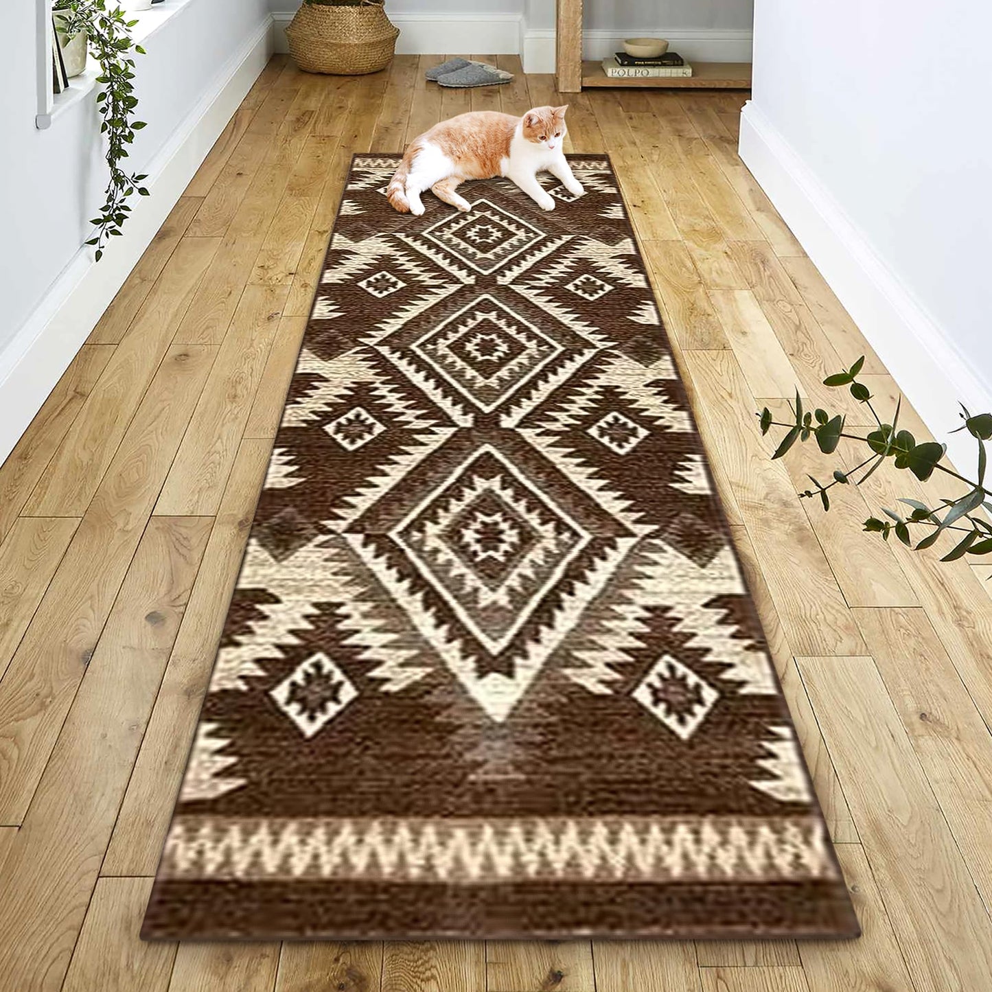 YHSF South West Native American Rug Ritz – Native Tribal American Indian Inspired Rug - Living Room, Bedroom, Hallway, Entryway & High-Traffic Area Rugs - Washable - Soft - Espresso, 8 Feet x 10 Feet