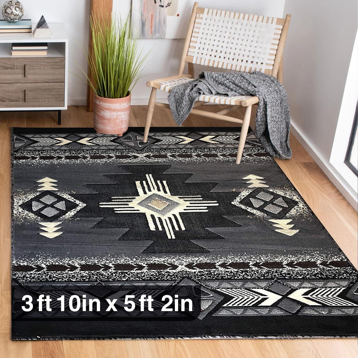 YHSF South West Native American Area Rug C318 - Easy Clean, Thick, Soft, Durable Native Tribal American Indian Inspired Rug for Bedroom/Living Room and More - Berber, 5 Feet x 7 Feet