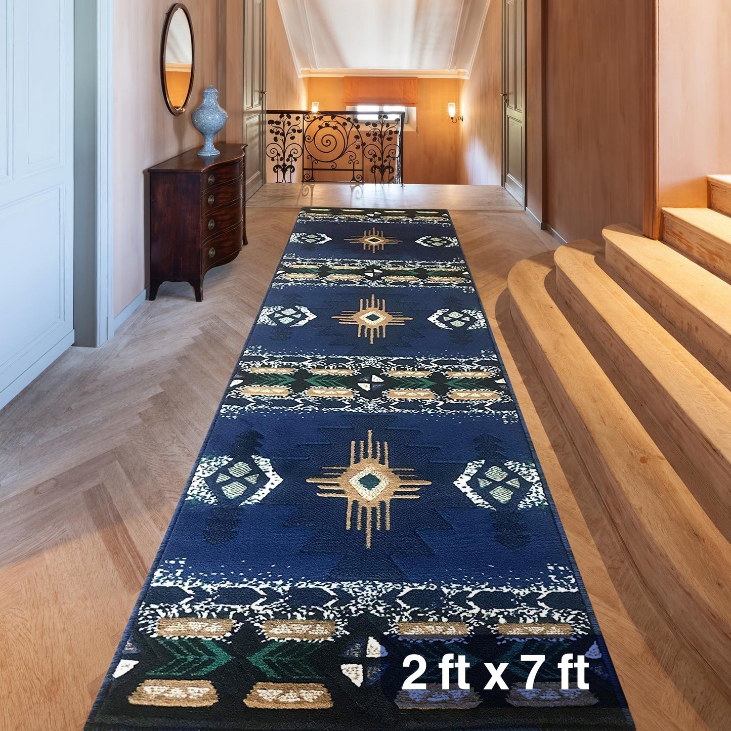 YHSF South West Native American Area Rug C318 - Easy Clean, Thick, Soft, Durable Native Tribal American Indian Inspired Rug for Bedroom/Living Room and More - Berber, 5 Feet x 7 Feet