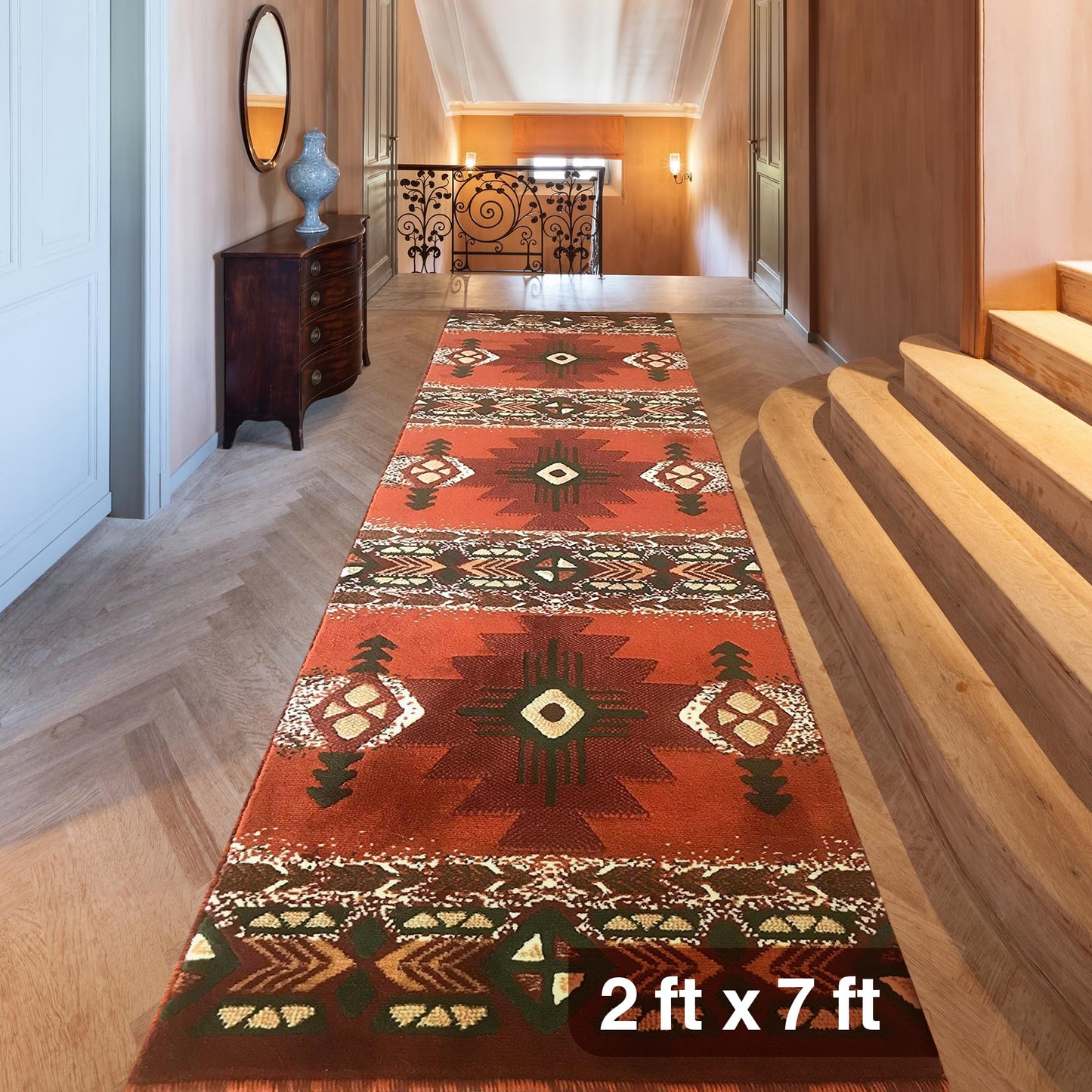 YHSF South West Native American Area Rug C318 - Easy Clean, Thick, Soft, Durable Native Tribal American Indian Inspired Rug for Bedroom/Living Room and More - Berber, 5 Feet x 7 Feet