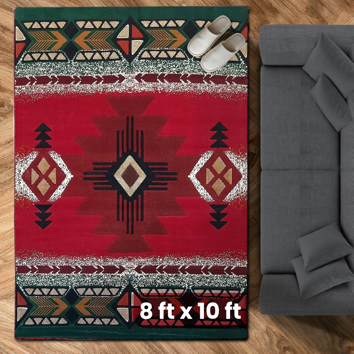 YHSF South West Native American Area Rug C318 - Easy Clean, Thick, Soft, Durable Native Tribal American Indian Inspired Rug for Bedroom/Living Room and More - Berber, 5 Feet x 7 Feet