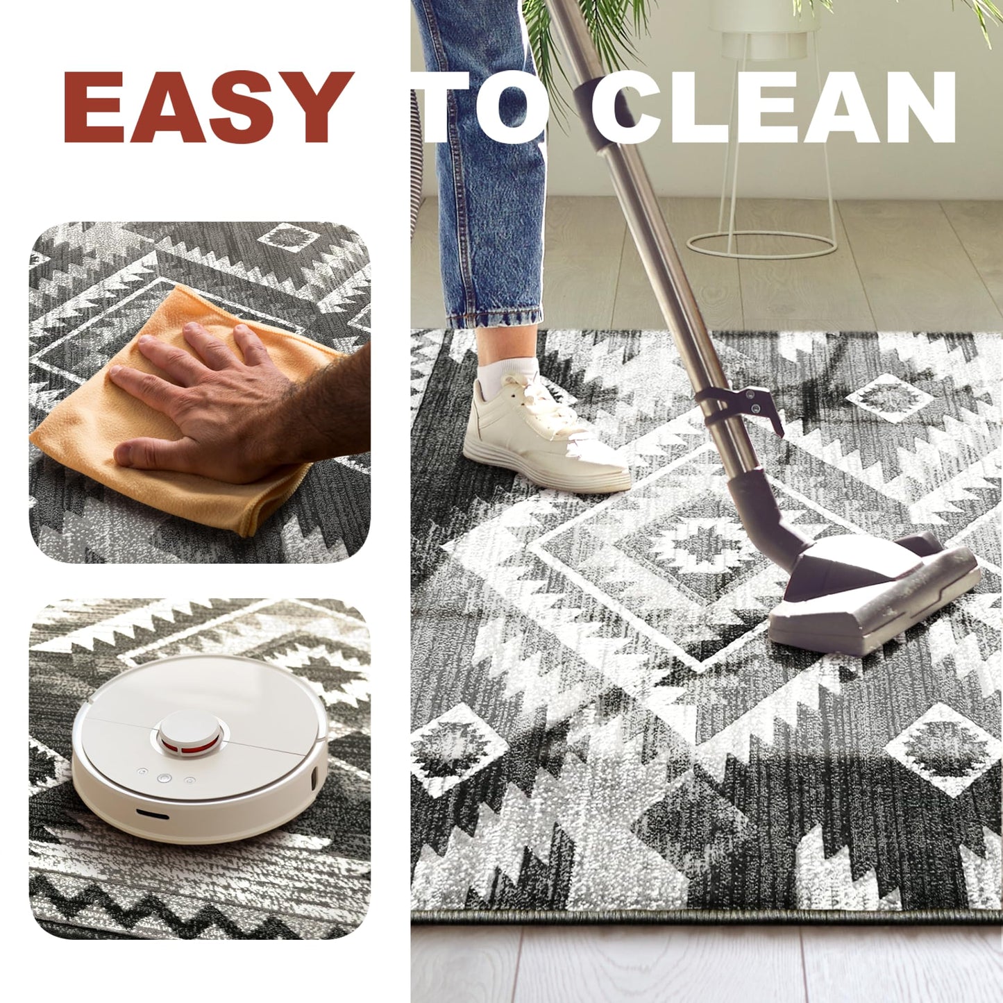 YHSF South West Native American Rug Ritz – Native Tribal American Indian Inspired Rug - Living Room, Bedroom, Hallway, Entryway & High-Traffic Area Rugs - Washable - Soft - Espresso, 8 Feet x 10 Feet