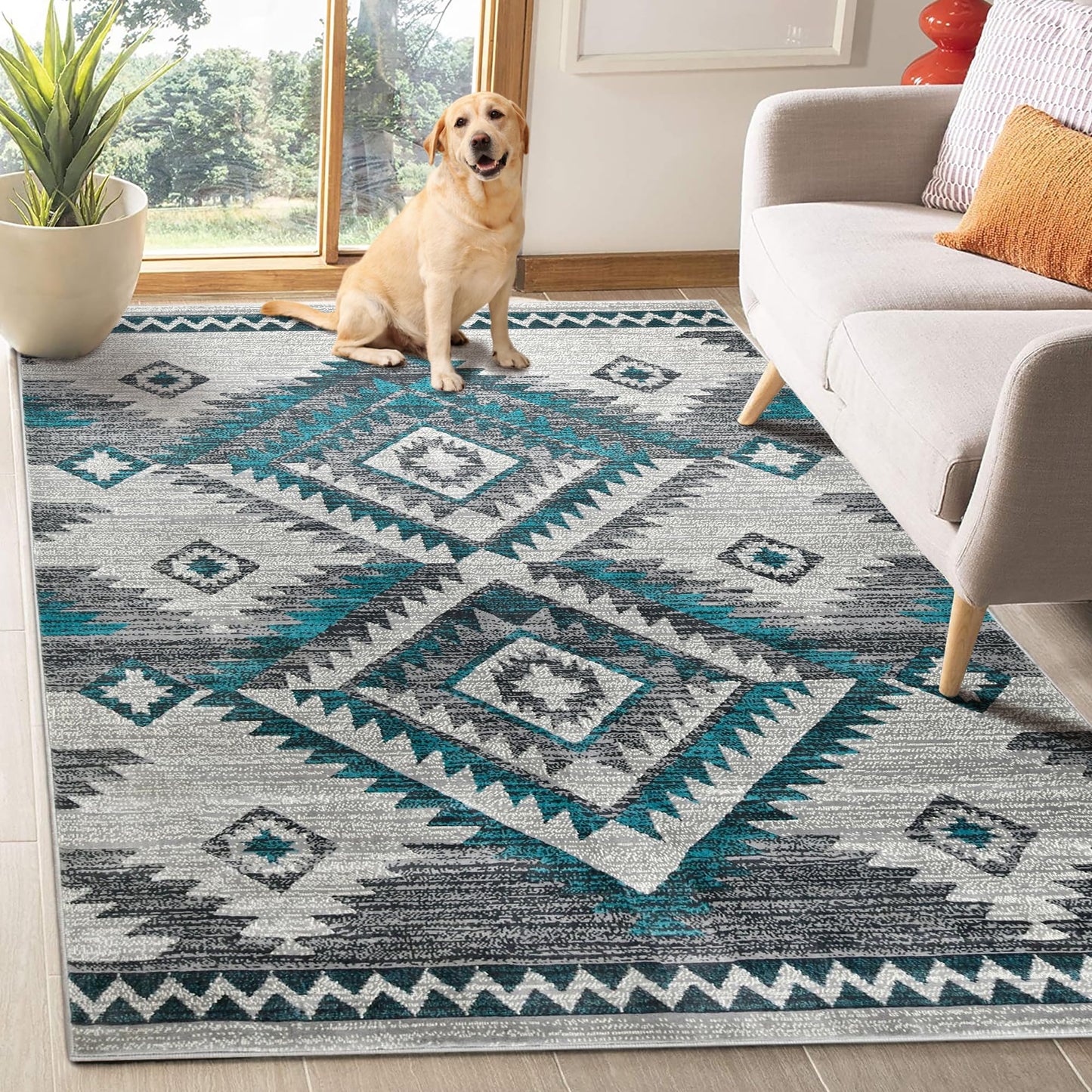 YHSF South West Native American Rug Ritz – Native Tribal American Indian Inspired Rug - Living Room, Bedroom, Hallway, Entryway & High-Traffic Area Rugs - Washable - Soft - Espresso, 8 Feet x 10 Feet