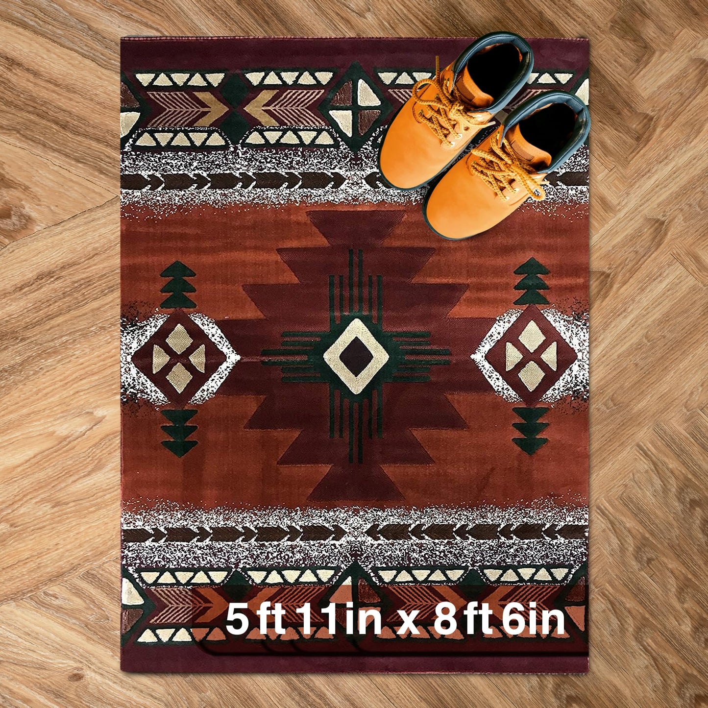 YHSF South West Native American Area Rug C318 - Easy Clean, Thick, Soft, Durable Native Tribal American Indian Inspired Rug for Bedroom/Living Room and More - Berber, 5 Feet x 7 Feet