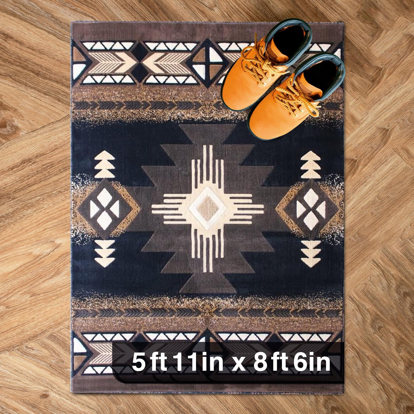 YHSF South West Native American Area Rug C318 - Easy Clean, Thick, Soft, Durable Native Tribal American Indian Inspired Rug for Bedroom/Living Room and More - Berber, 5 Feet x 7 Feet