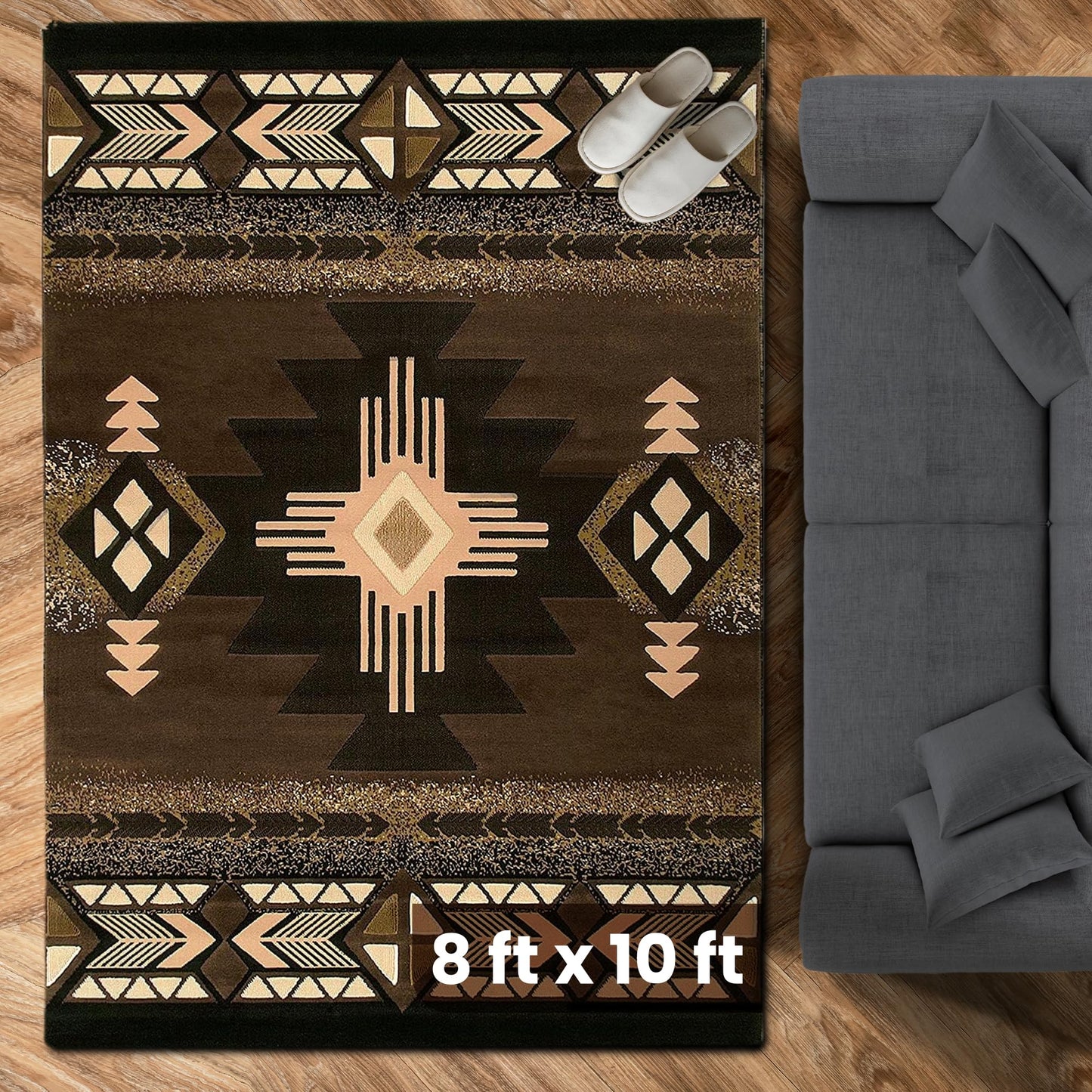 YHSF South West Native American Area Rug C318 - Easy Clean, Thick, Soft, Durable Native Tribal American Indian Inspired Rug for Bedroom/Living Room and More - Berber, 5 Feet x 7 Feet