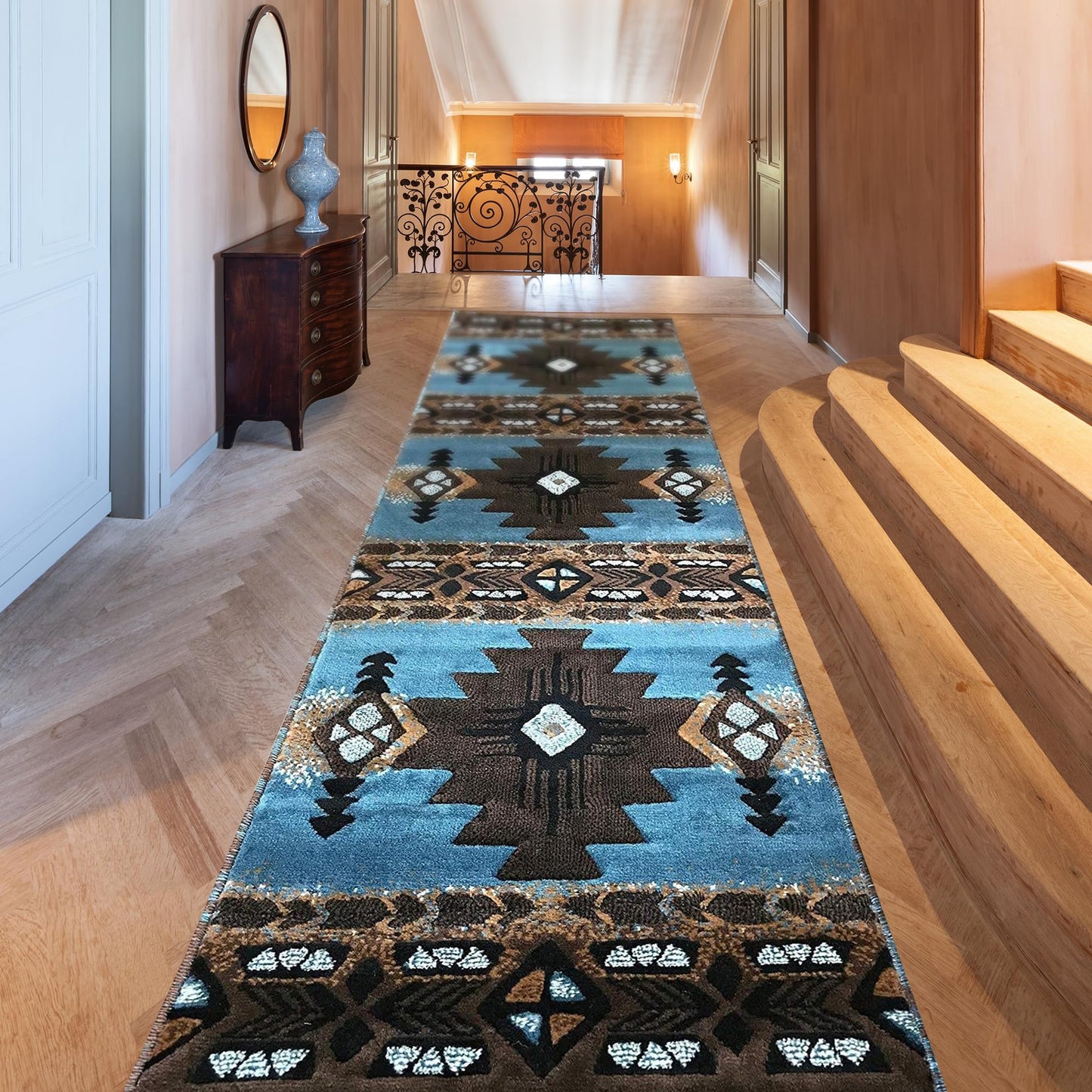 YHSF South West Native American Area Rug C318 - Easy Clean, Thick, Soft, Durable Native Tribal American Indian Inspired Rug for Bedroom/Living Room and More - Berber, 5 Feet x 7 Feet