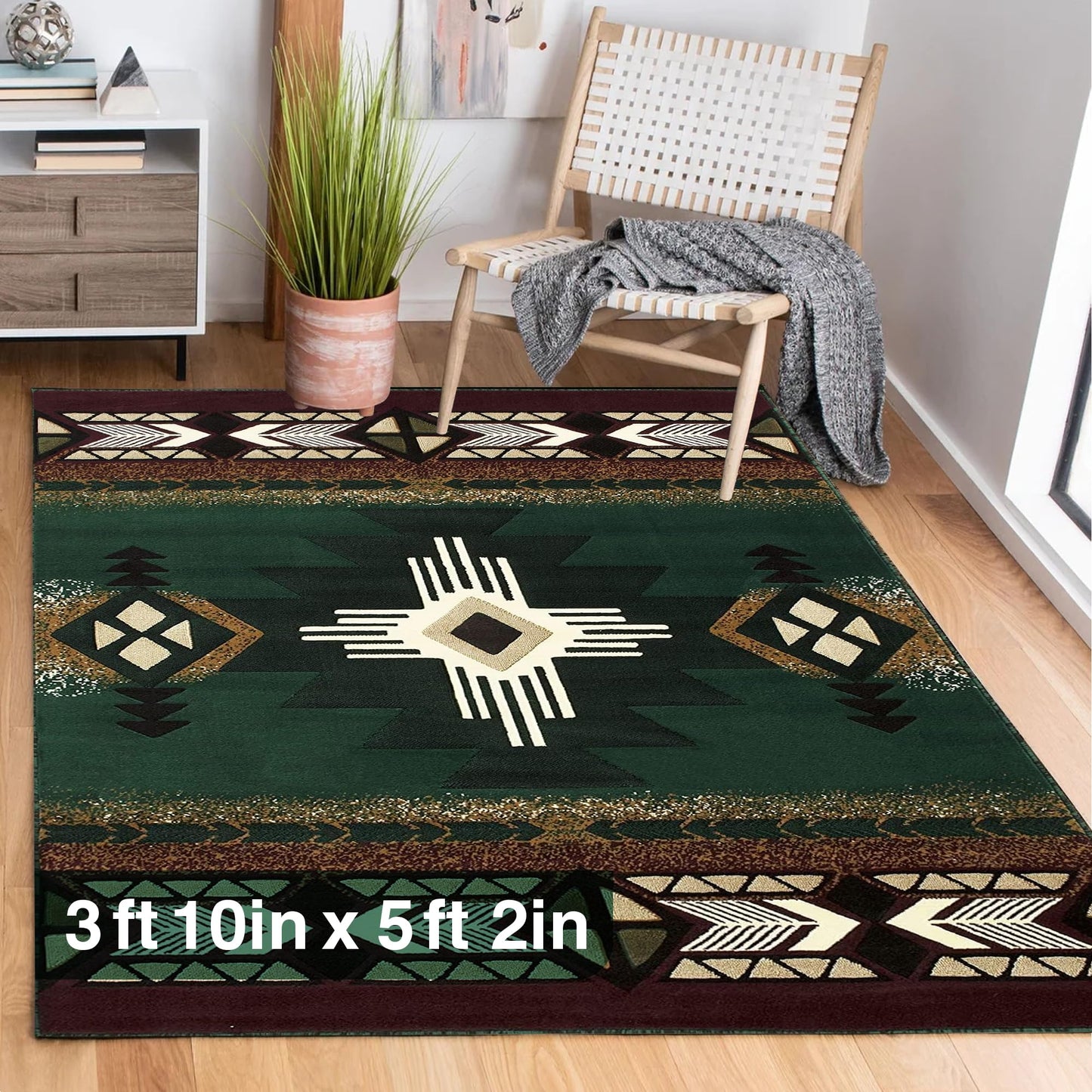YHSF South West Native American Area Rug C318 - Easy Clean, Thick, Soft, Durable Native Tribal American Indian Inspired Rug for Bedroom/Living Room and More - Berber, 5 Feet x 7 Feet