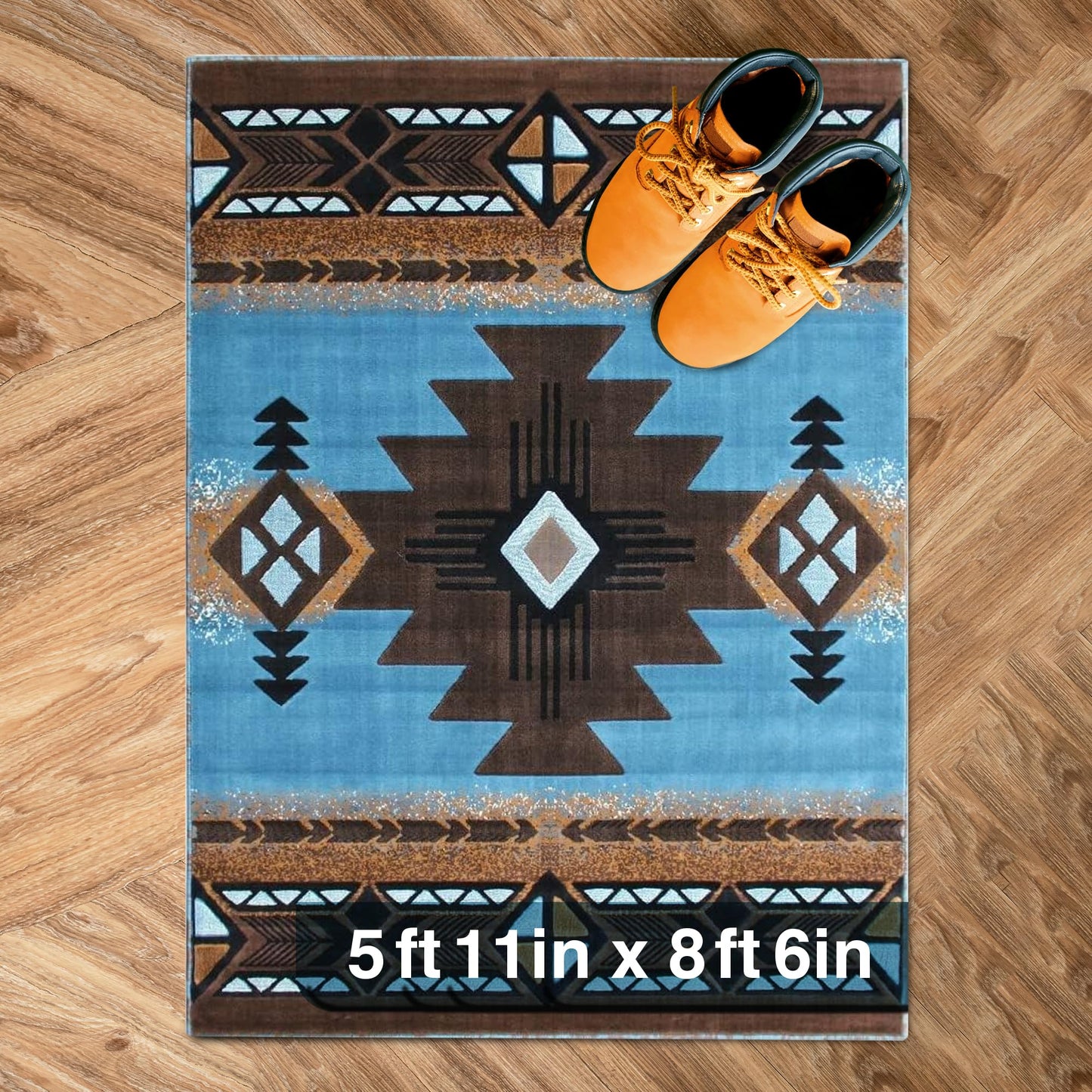 YHSF South West Native American Area Rug C318 - Easy Clean, Thick, Soft, Durable Native Tribal American Indian Inspired Rug for Bedroom/Living Room and More - Berber, 5 Feet x 7 Feet