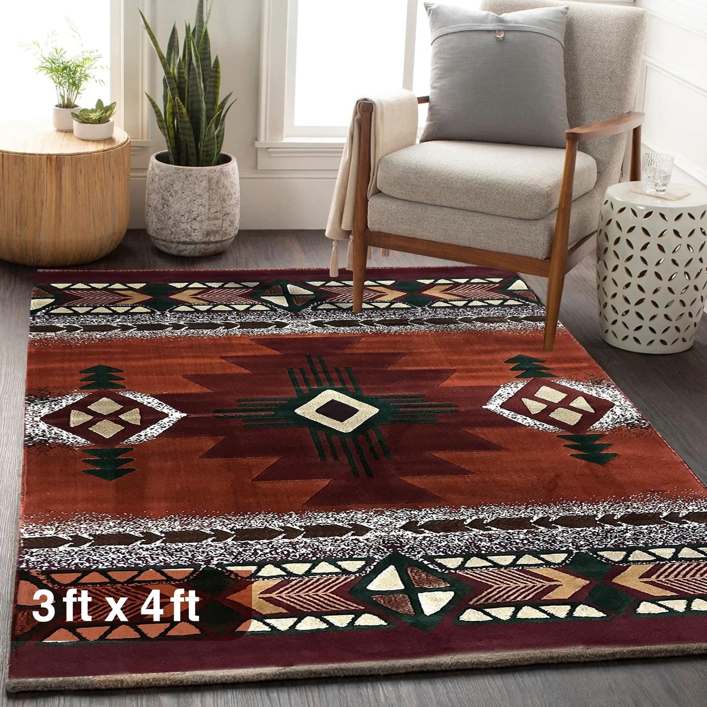 YHSF South West Native American Area Rug C318 - Easy Clean, Thick, Soft, Durable Native Tribal American Indian Inspired Rug for Bedroom/Living Room and More - Berber, 5 Feet x 7 Feet