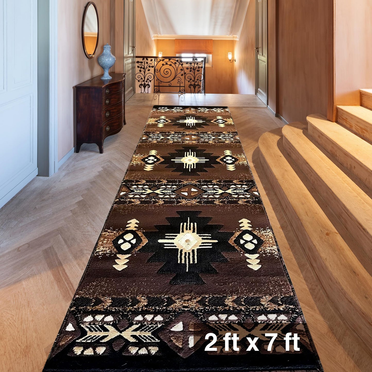 YHSF South West Native American Area Rug C318 - Easy Clean, Thick, Soft, Durable Native Tribal American Indian Inspired Rug for Bedroom/Living Room and More - Berber, 5 Feet x 7 Feet