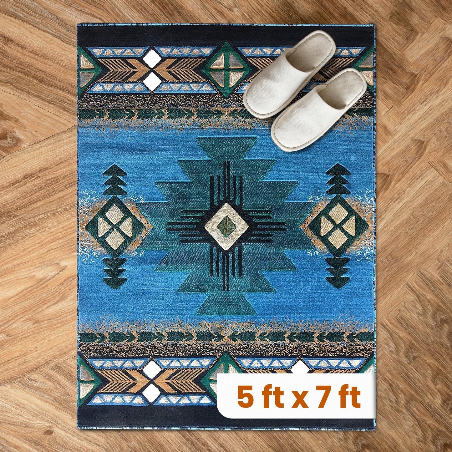 YHSF South West Native American Area Rug C318 - Easy Clean, Thick, Soft, Durable Native Tribal American Indian Inspired Rug for Bedroom/Living Room and More - Berber, 5 Feet x 7 Feet