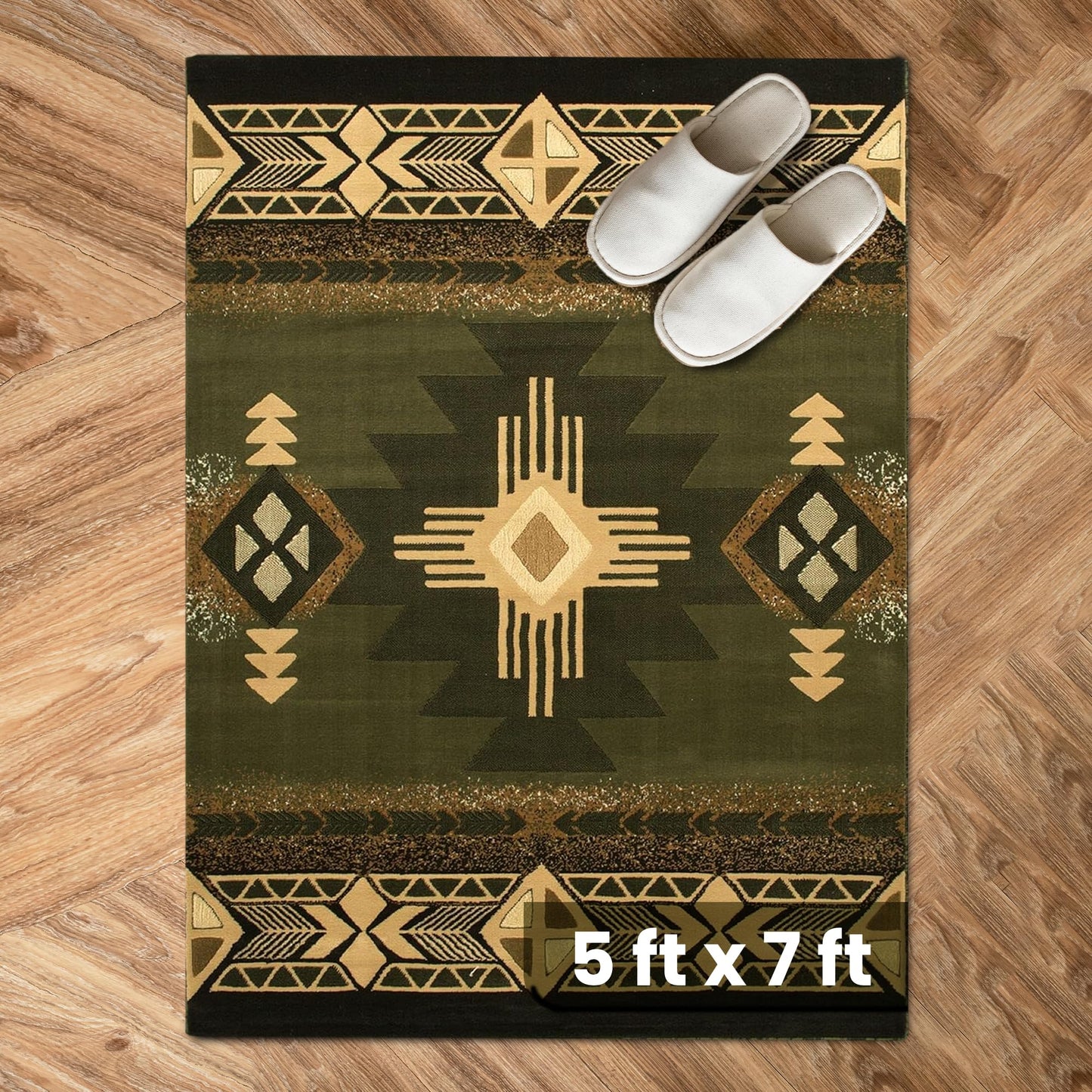 YHSF South West Native American Area Rug C318 - Easy Clean, Thick, Soft, Durable Native Tribal American Indian Inspired Rug for Bedroom/Living Room and More - Berber, 5 Feet x 7 Feet