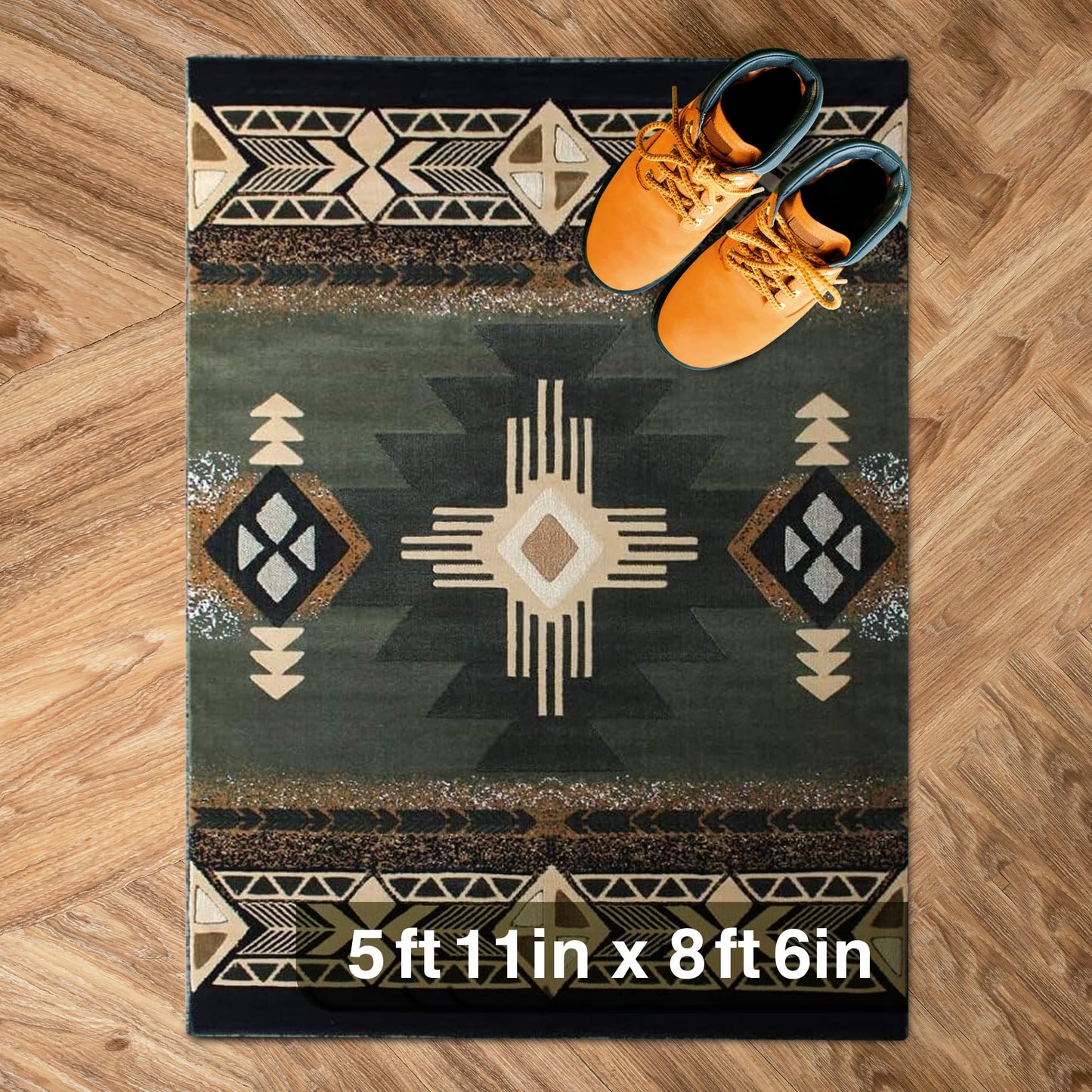 YHSF South West Native American Area Rug C318 - Easy Clean, Thick, Soft, Durable Native Tribal American Indian Inspired Rug for Bedroom/Living Room and More - Berber, 5 Feet x 7 Feet