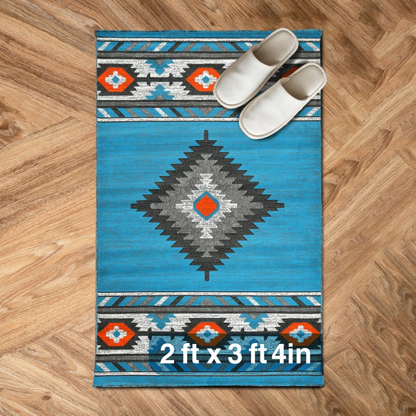YHSF South West Native American Area Rug - Easy Clean, Thick, Soft, Durable Native Tribal American Indian Inspired Rug for Bedroom/Living Room/Hallways and More - Rust, 5 Feet x 7 Feet
