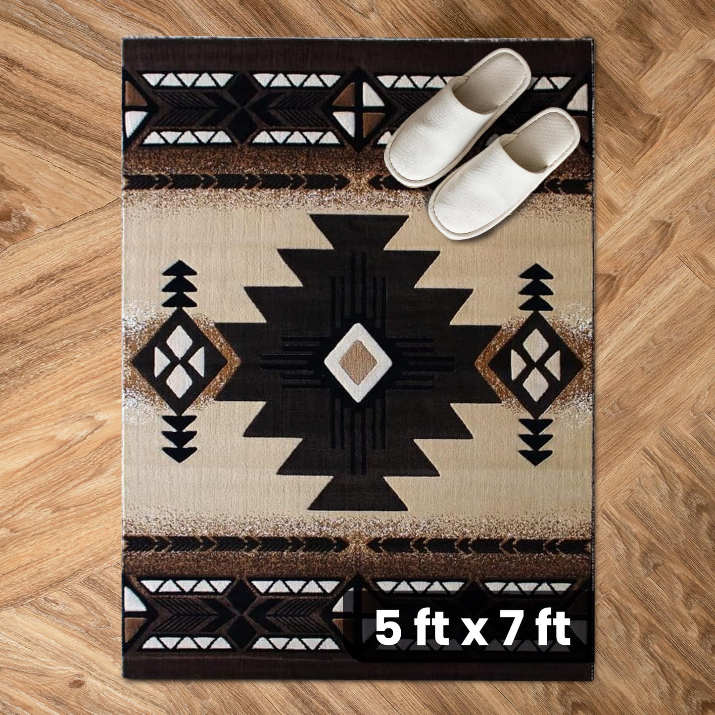 YHSF South West Native American Area Rug C318 - Easy Clean, Thick, Soft, Durable Native Tribal American Indian Inspired Rug for Bedroom/Living Room and More - Berber, 5 Feet x 7 Feet