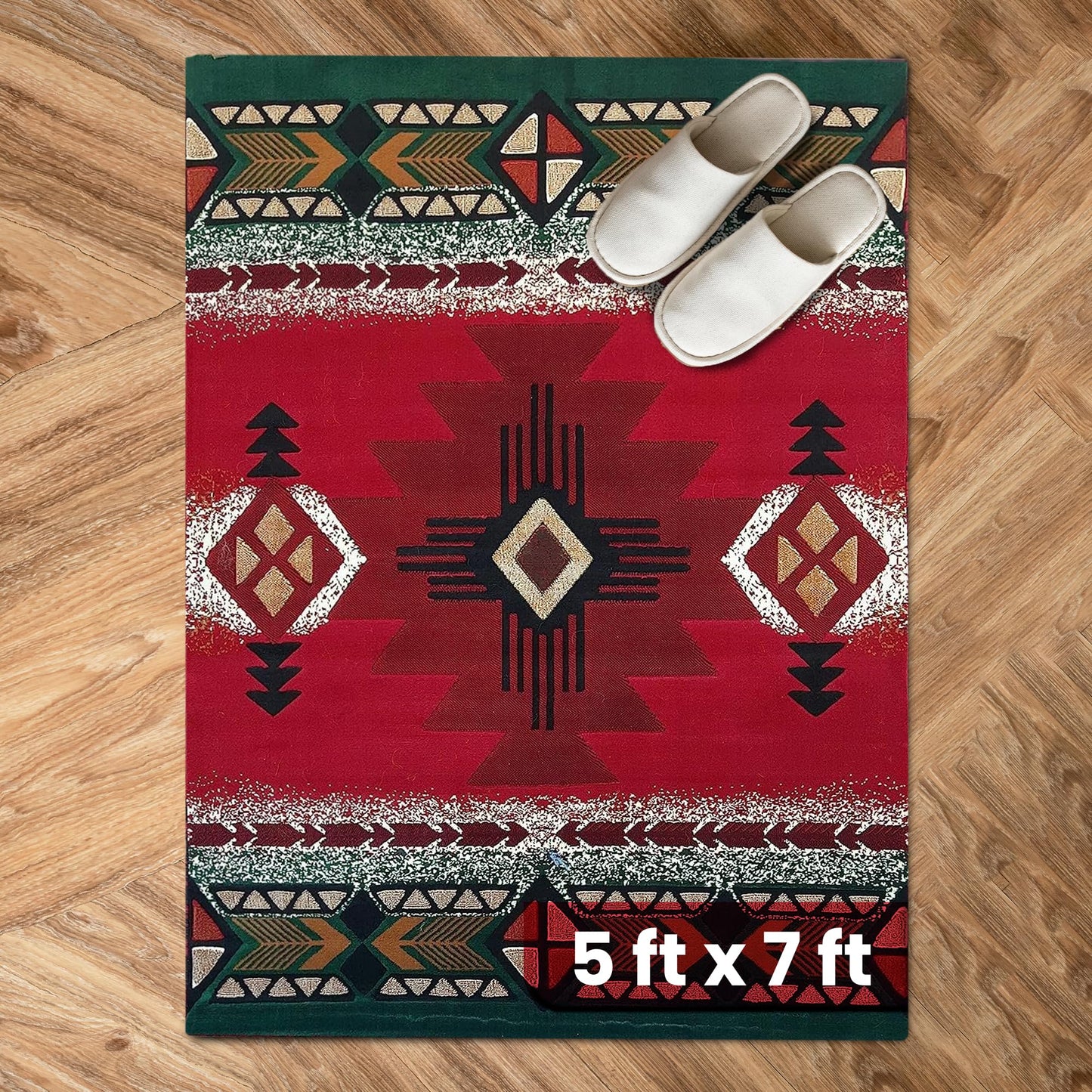 YHSF South West Native American Area Rug C318 - Easy Clean, Thick, Soft, Durable Native Tribal American Indian Inspired Rug for Bedroom/Living Room and More - Berber, 5 Feet x 7 Feet