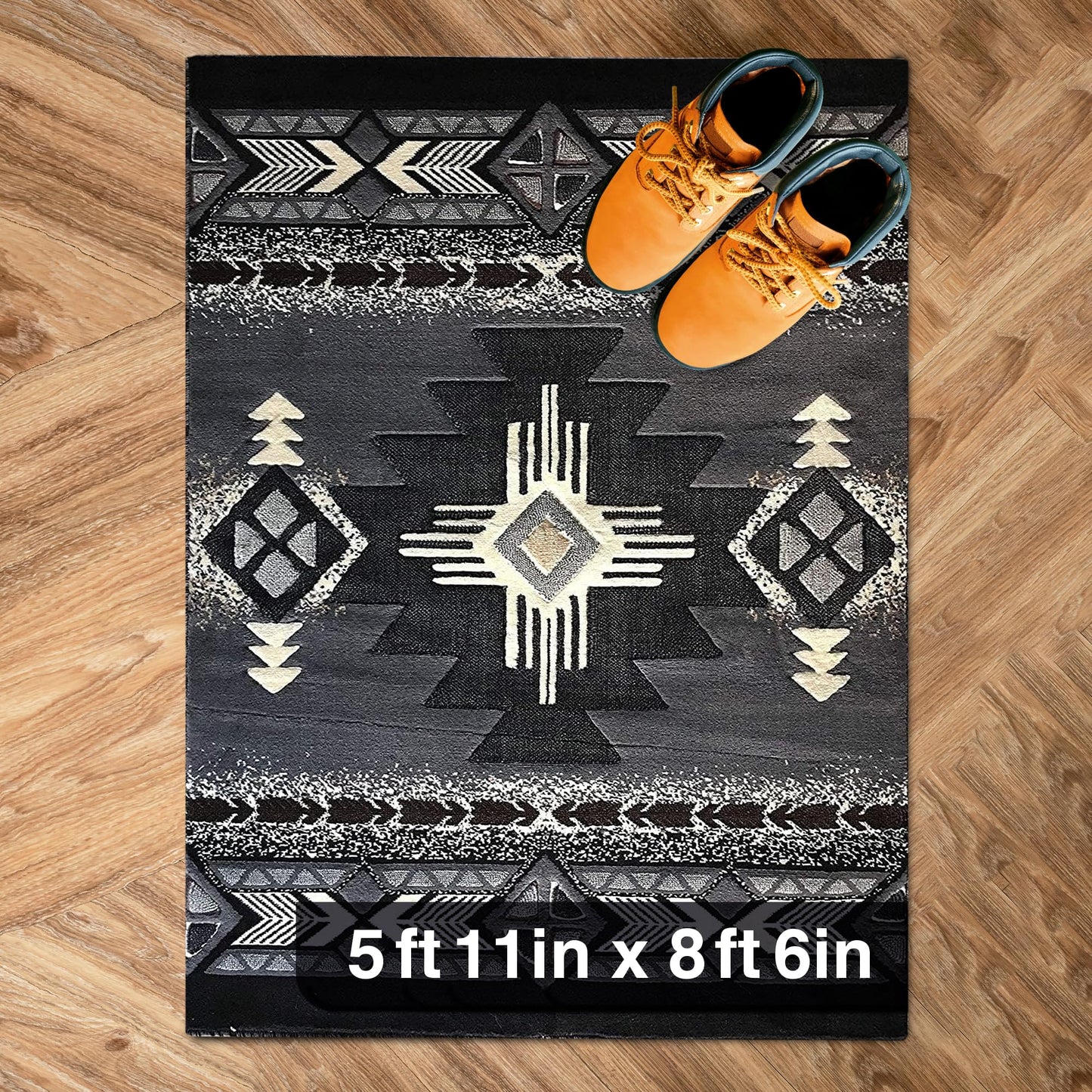 YHSF South West Native American Area Rug C318 - Easy Clean, Thick, Soft, Durable Native Tribal American Indian Inspired Rug for Bedroom/Living Room and More - Berber, 5 Feet x 7 Feet