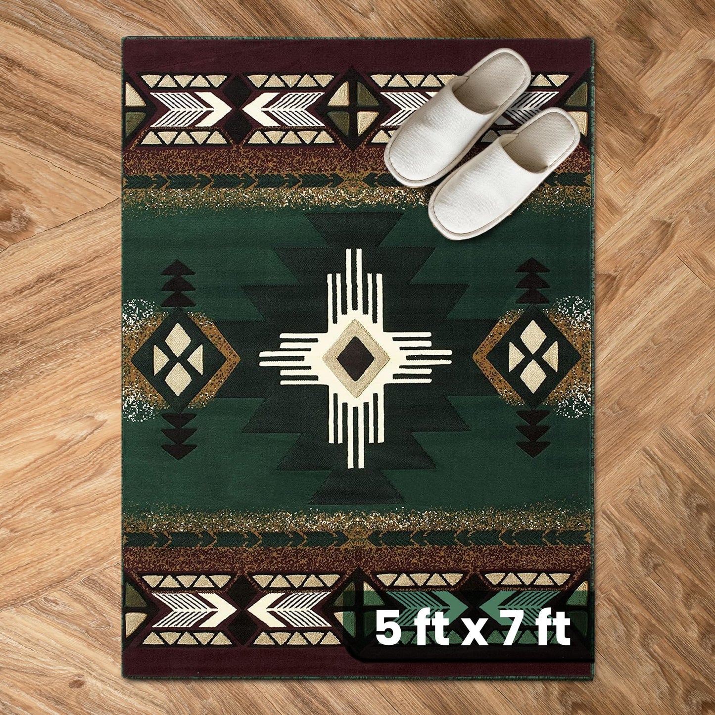 YHSF South West Native American Area Rug C318 - Easy Clean, Thick, Soft, Durable Native Tribal American Indian Inspired Rug for Bedroom/Living Room and More - Berber, 5 Feet x 7 Feet
