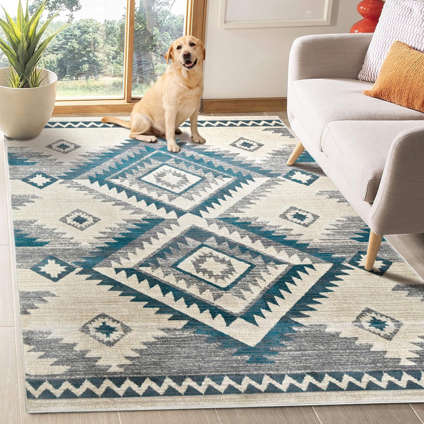 YHSF South West Native American Rug Ritz – Native Tribal American Indian Inspired Rug - Living Room, Bedroom, Hallway, Entryway & High-Traffic Area Rugs - Washable - Soft - Espresso, 8 Feet x 10 Feet