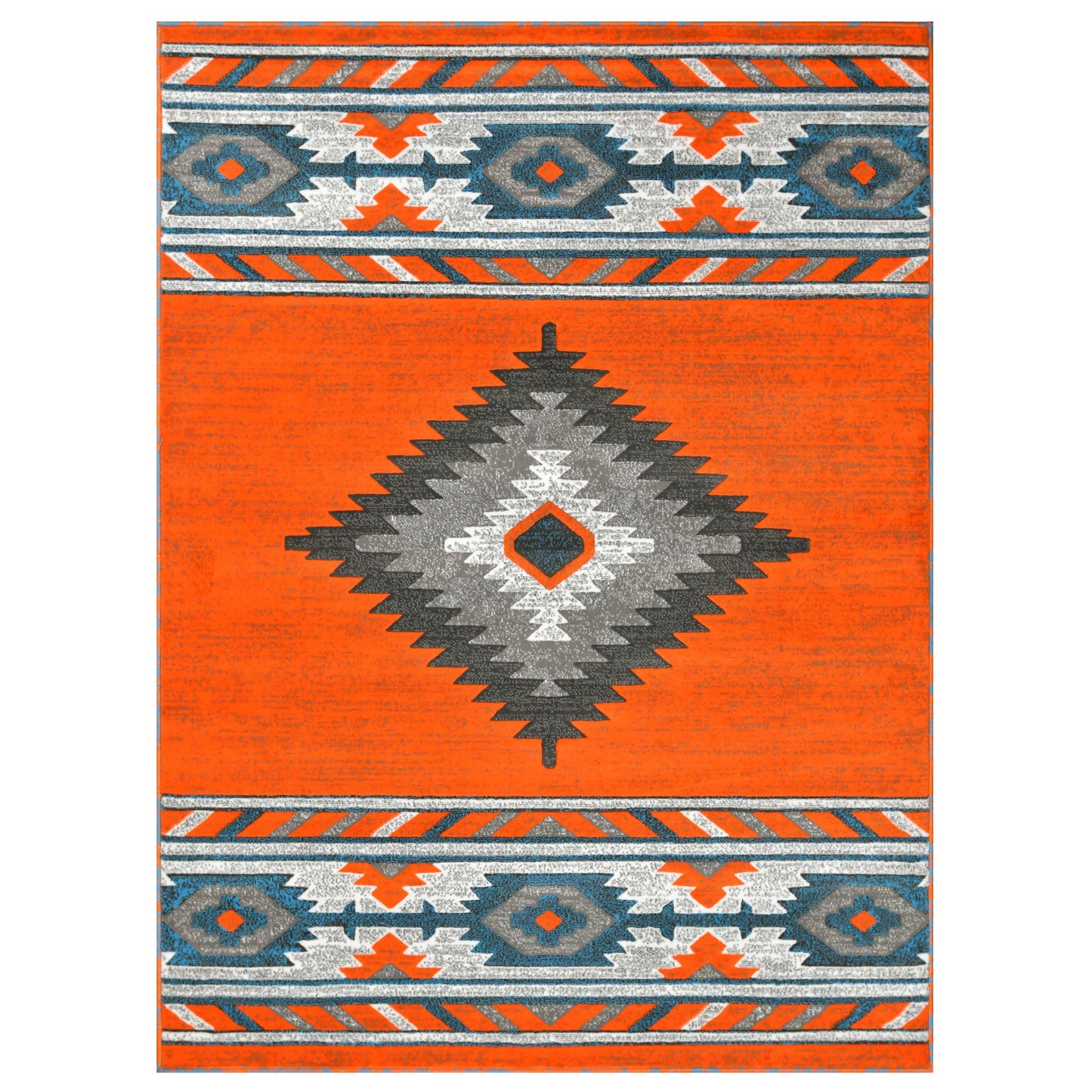 YHSF South West Native American Area Rug - Easy Clean, Thick, Soft, Durable Native Tribal American Indian Inspired Rug for Bedroom/Living Room/Hallways and More - Rust, 5 Feet x 7 Feet