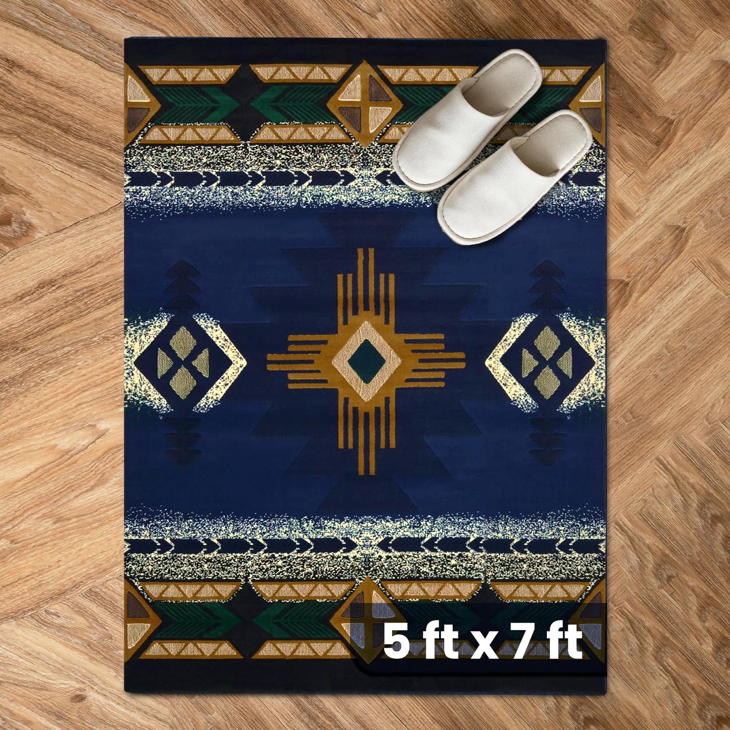 YHSF South West Native American Area Rug C318 - Easy Clean, Thick, Soft, Durable Native Tribal American Indian Inspired Rug for Bedroom/Living Room and More - Berber, 5 Feet x 7 Feet