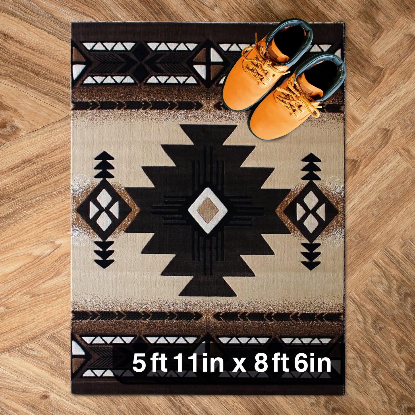 YHSF South West Native American Area Rug C318 - Easy Clean, Thick, Soft, Durable Native Tribal American Indian Inspired Rug for Bedroom/Living Room and More - Berber, 5 Feet x 7 Feet